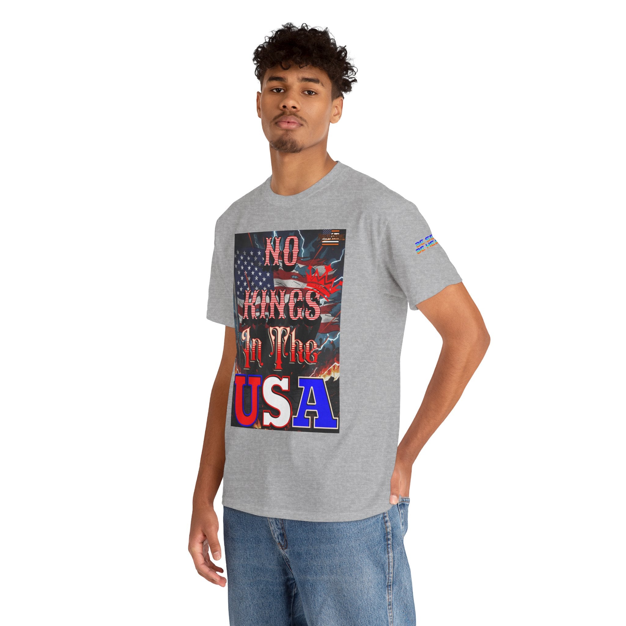No Kings in the USA Unisex Heavy Cotton Gildan Tee, Casual Wear, Gift for Activists, Comfortable Protest Wear