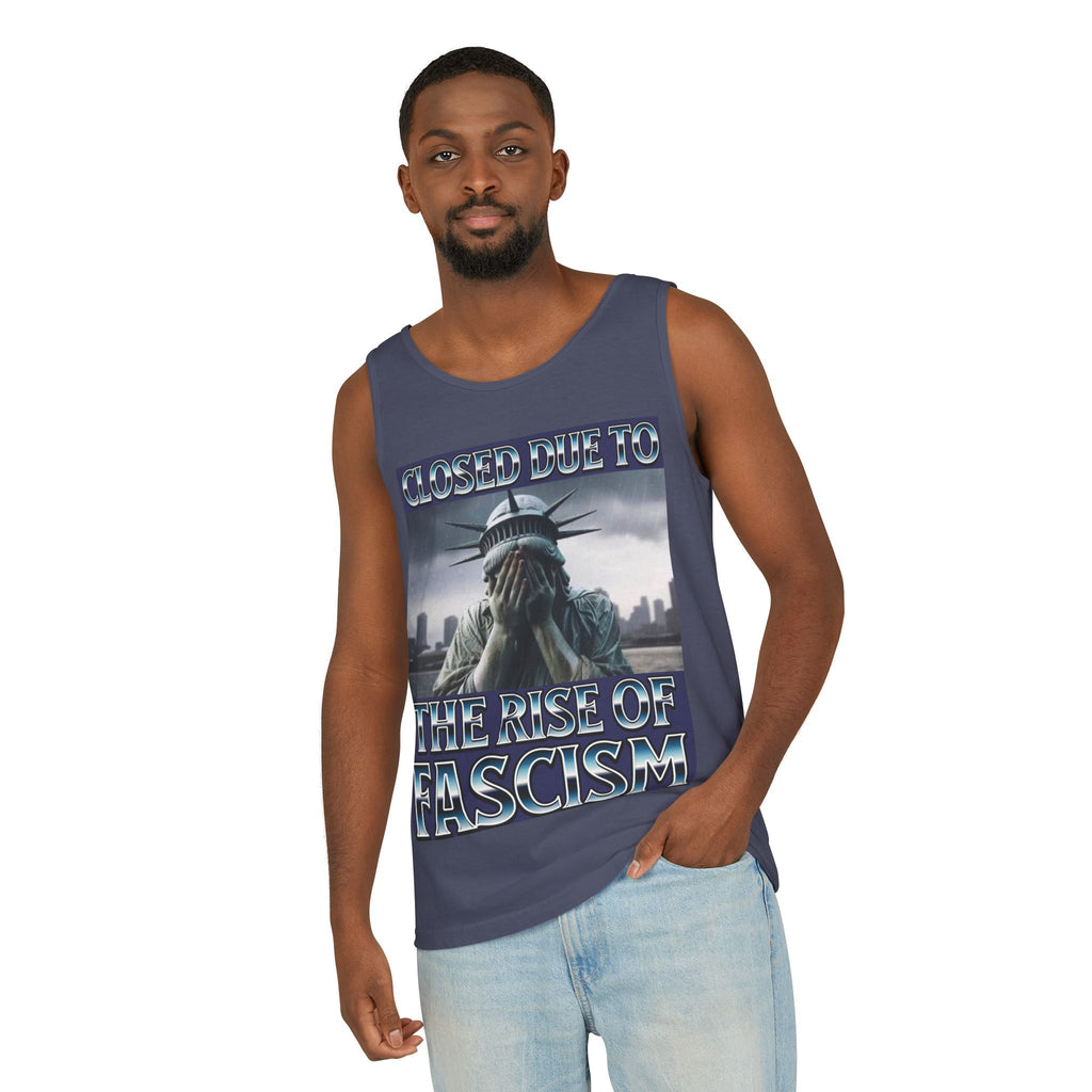 Closed Due to the Rise of Fascism Unisex Cotton Tank Top