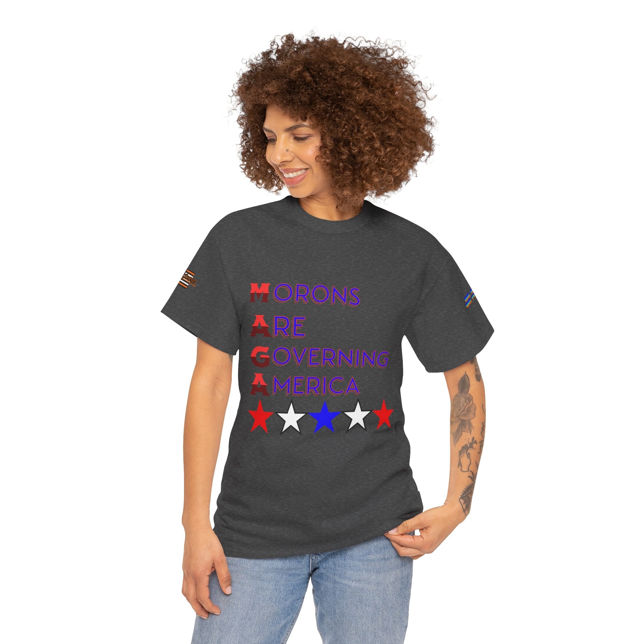 Morons Are Governing America Unisex Heavy Cotton Gildan Tee, Casual Wear, Gift for Activists, Comfortable Protest Wear