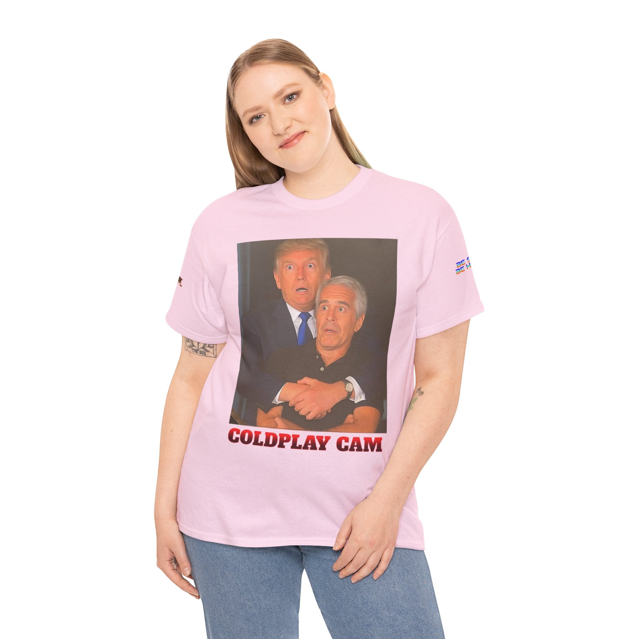 Trump and Epstein Coldplay Cam Unisex Heavy Cotton Gildan Tee