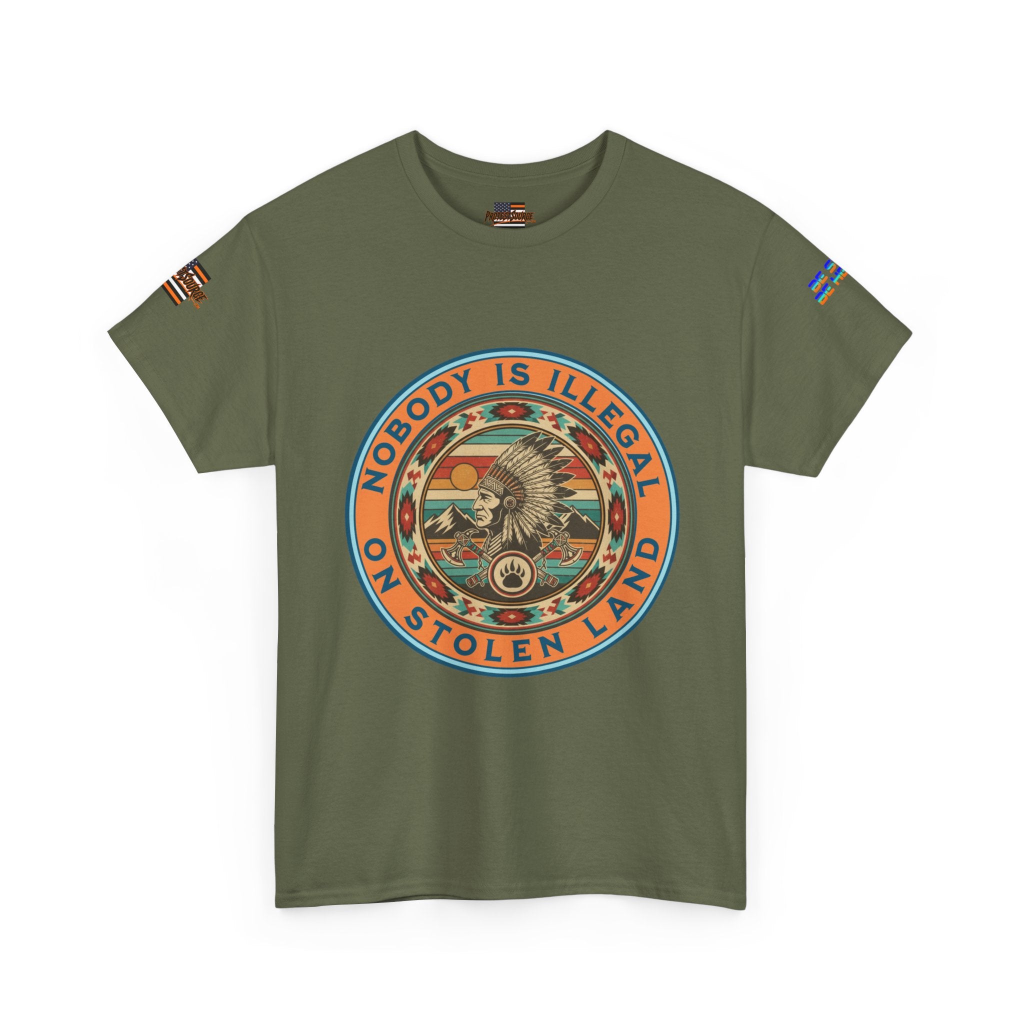 Nobody is Illegal on Stolen Land Unisex Heavy Cotton Gildan Tee, Casual Wear, Gift for Activists, Comfortable Protest Wear
