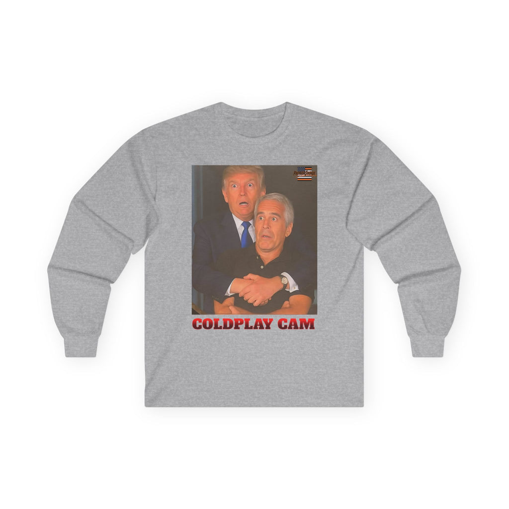 Trump and Epstein Coldplay Cam Long Sleeve Cotton Gildan Tee