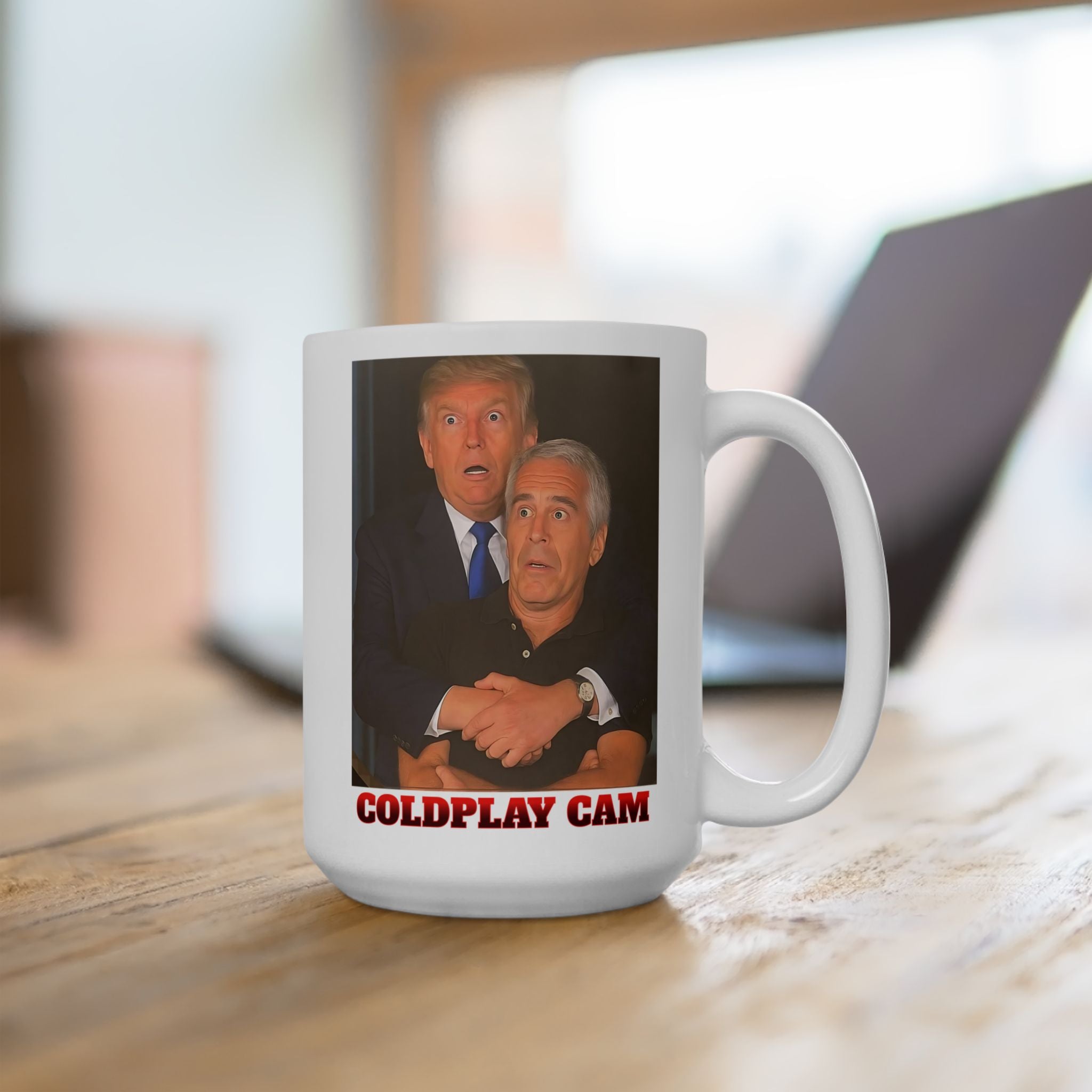 Trump and Epstein Coldplay Cam 15 oz. Ceramic Coffee Mug
