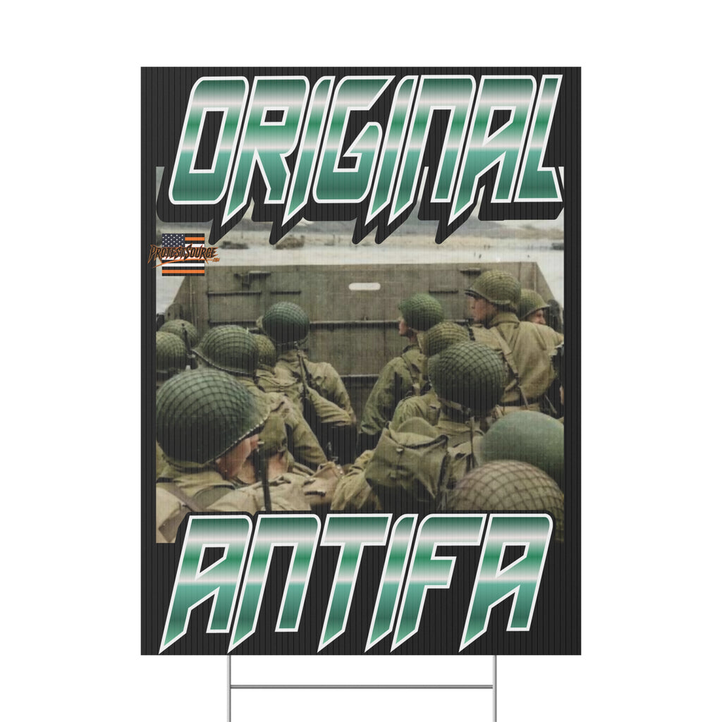 Original Antifa 18" X 24" Plastic Protest Yard Sign w/Wire Stand