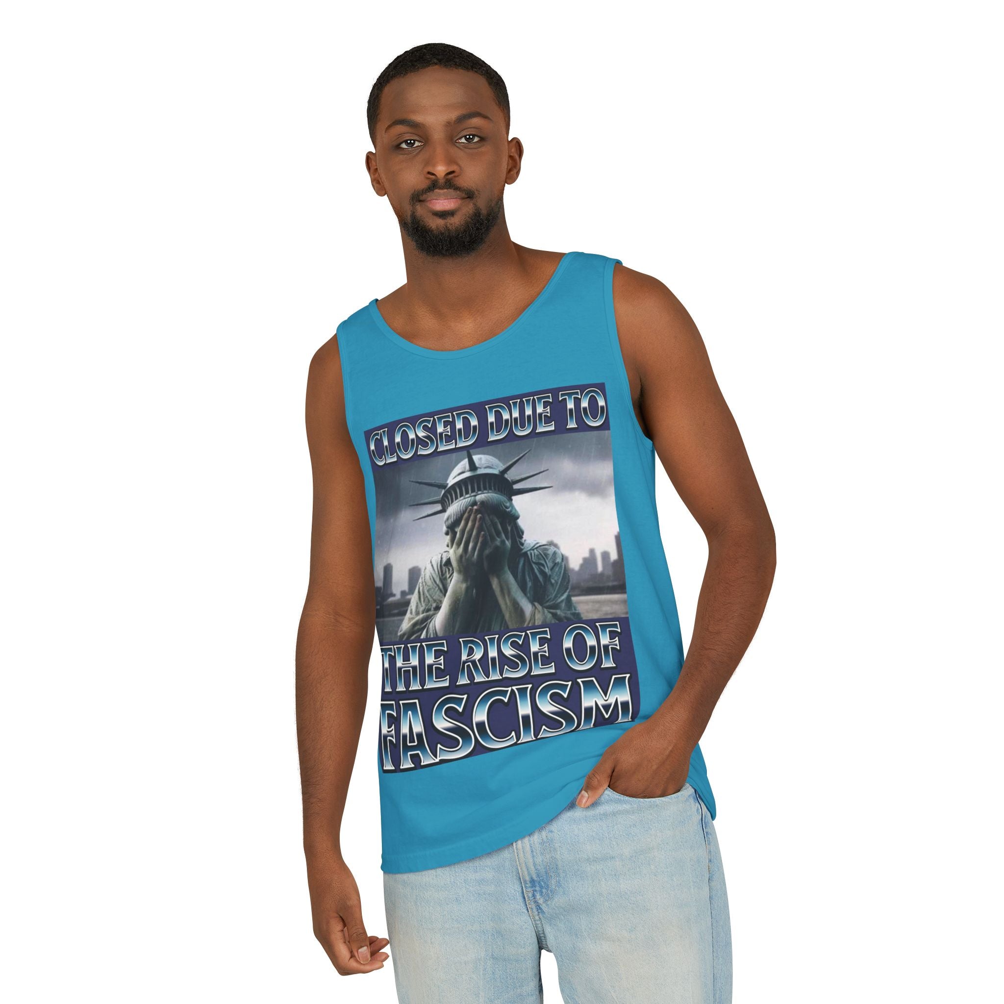 Closed Due to the Rise of Fascism Unisex Cotton Tank Top