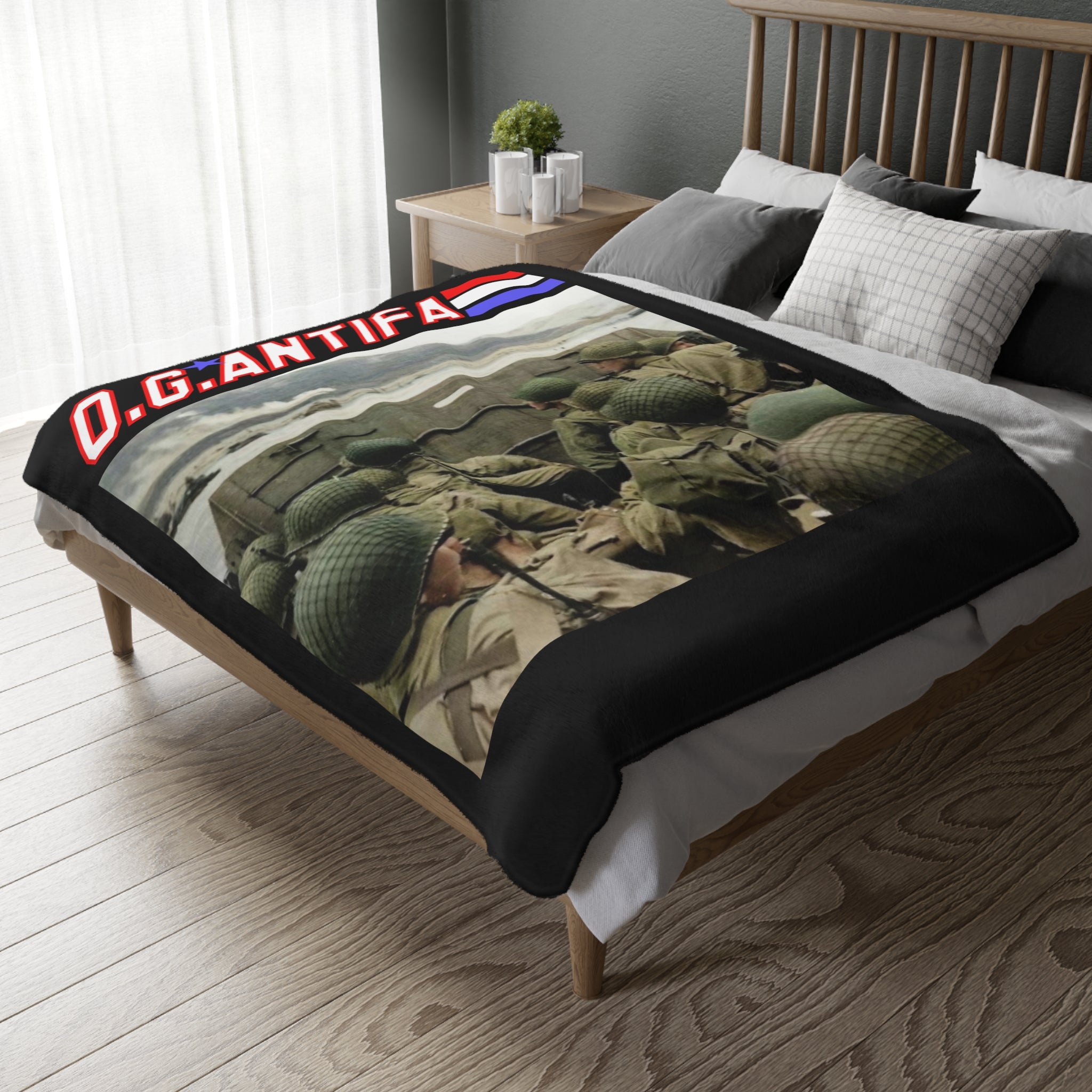 Original Antifa 60" X 80" Velveteen Microfiber Blanket