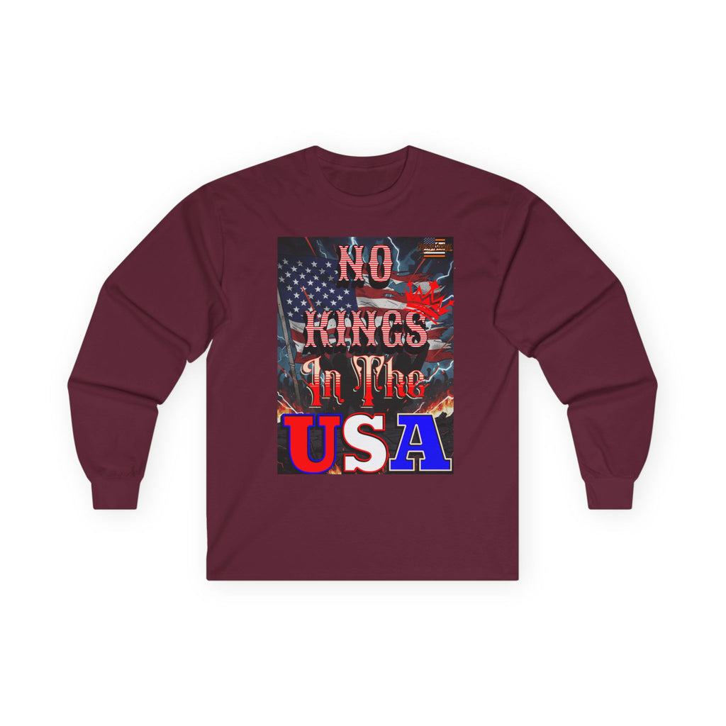 No Kings in the USA Long Sleeve Cotton Gildan Tee