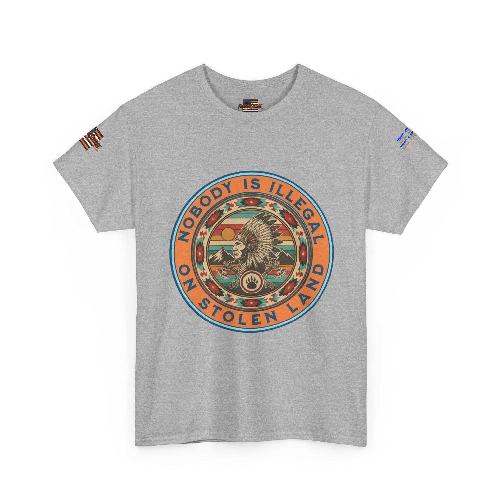 Nobody is Illegal on Stolen Land Unisex Heavy Cotton Gildan Tee, Casual Wear, Gift for Activists, Comfortable Protest Wear