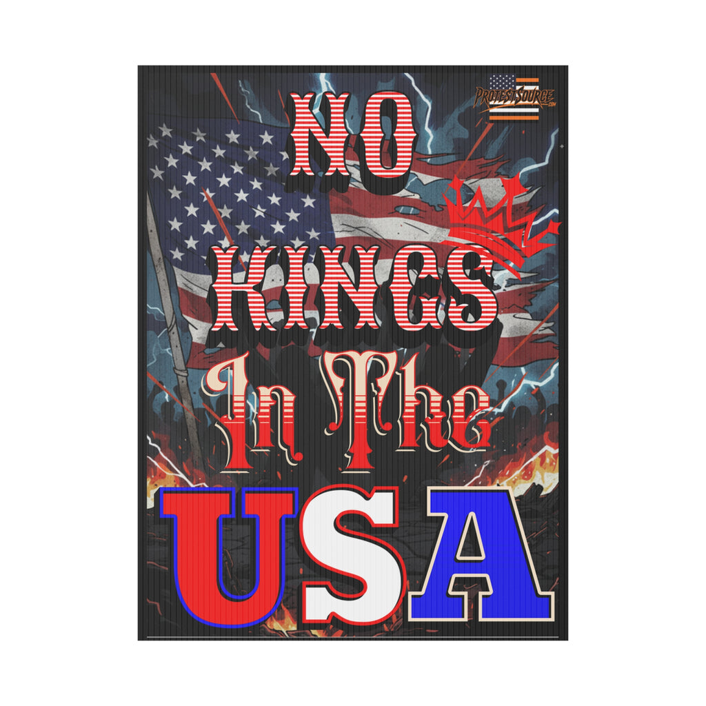 No Kings in the USA 18"X24" Plastic Protest Yard Sign w/Wire Stand