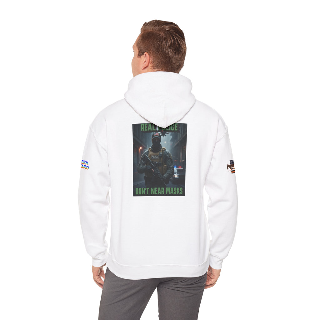 Real Police Don't Wear Masks Unisex Heavy Blend Gildan Hoodie Sweatshirt, Casual Wear, Gift for Activists, Comfortable Protest Wear