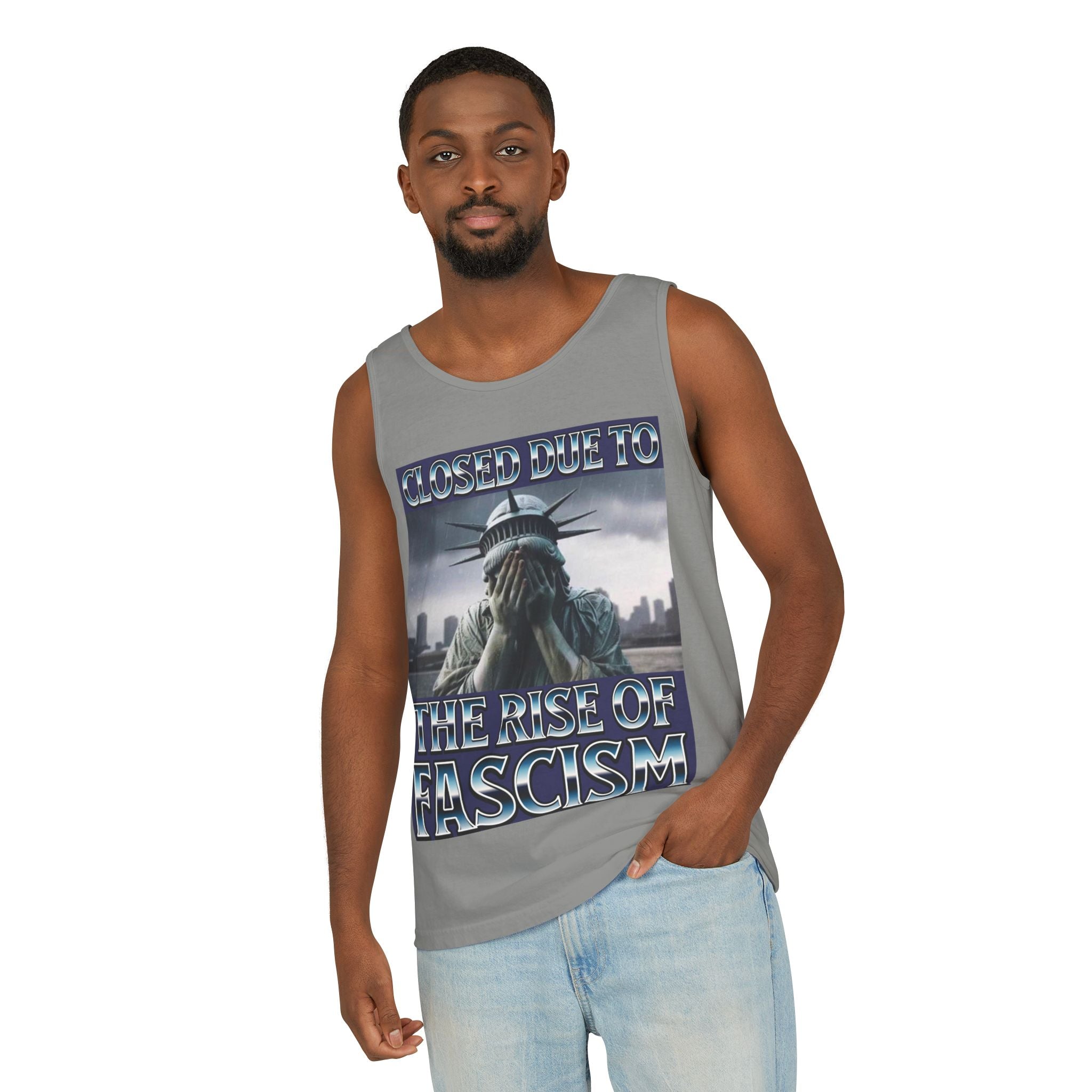 Closed Due to the Rise of Fascism Unisex Cotton Tank Top