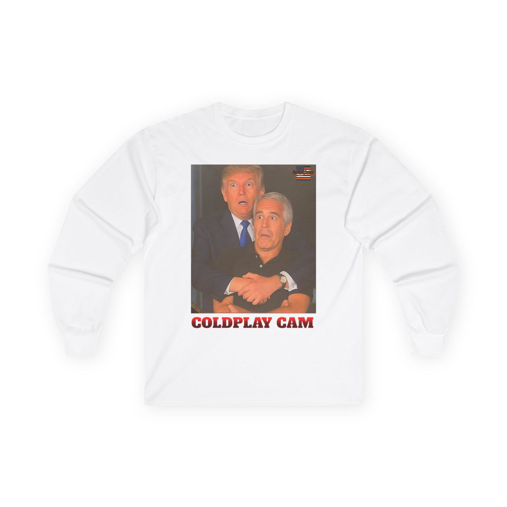 Trump and Epstein Coldplay Cam Long Sleeve Cotton Gildan Tee