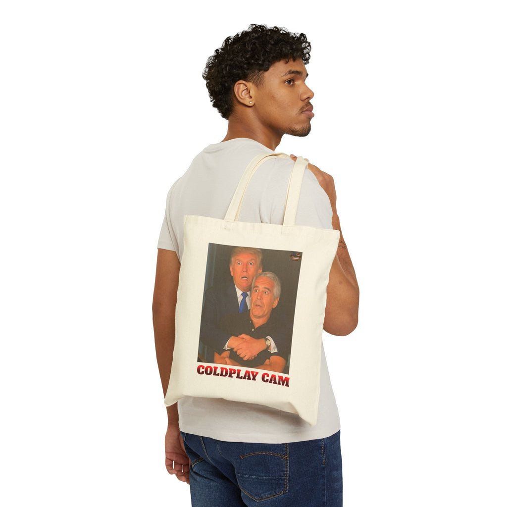 Trump and Epstein Coldplay Cam Cotton Canvas Tote Bag