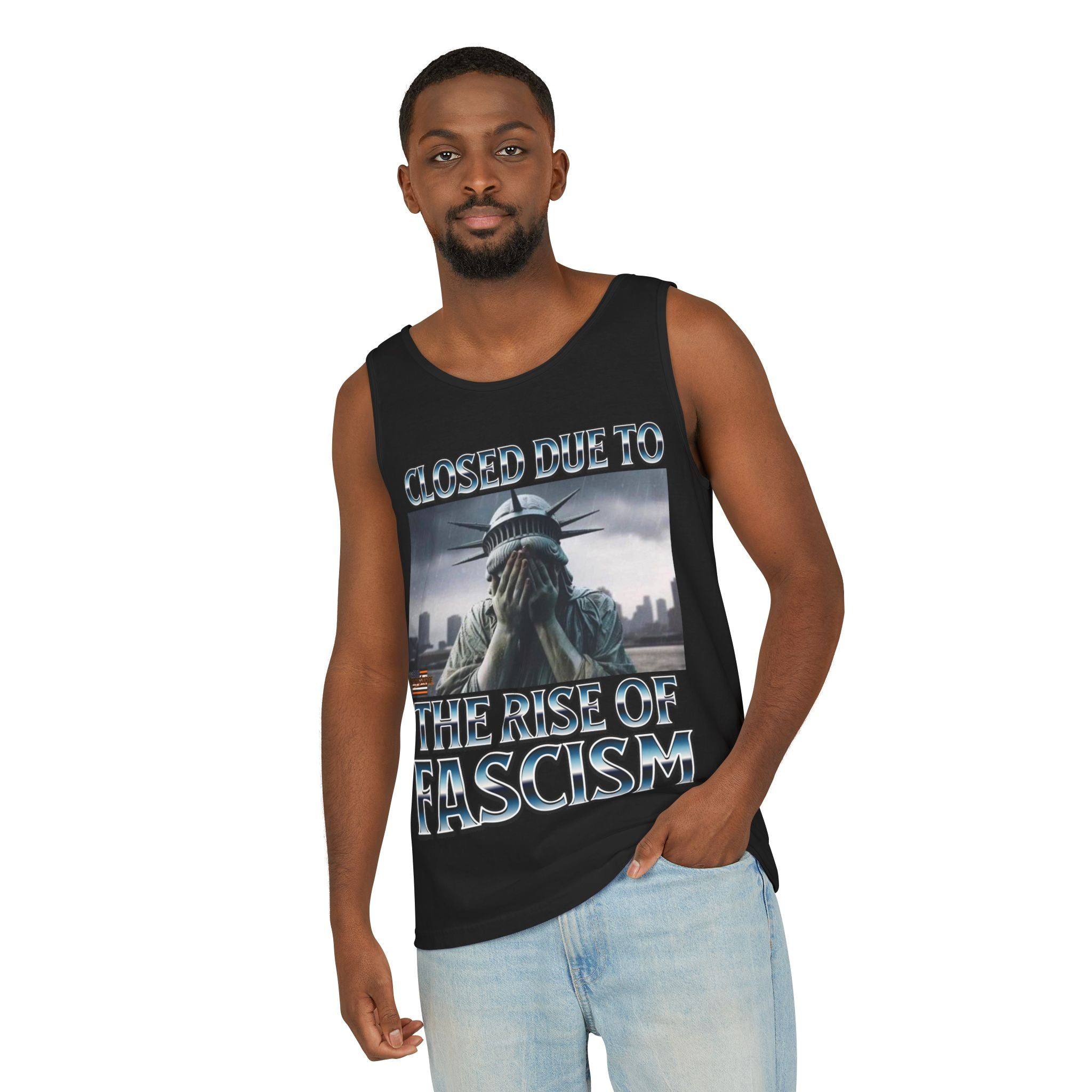 Closed Due to the Rise of Fascism Unisex Cotton Tank Top