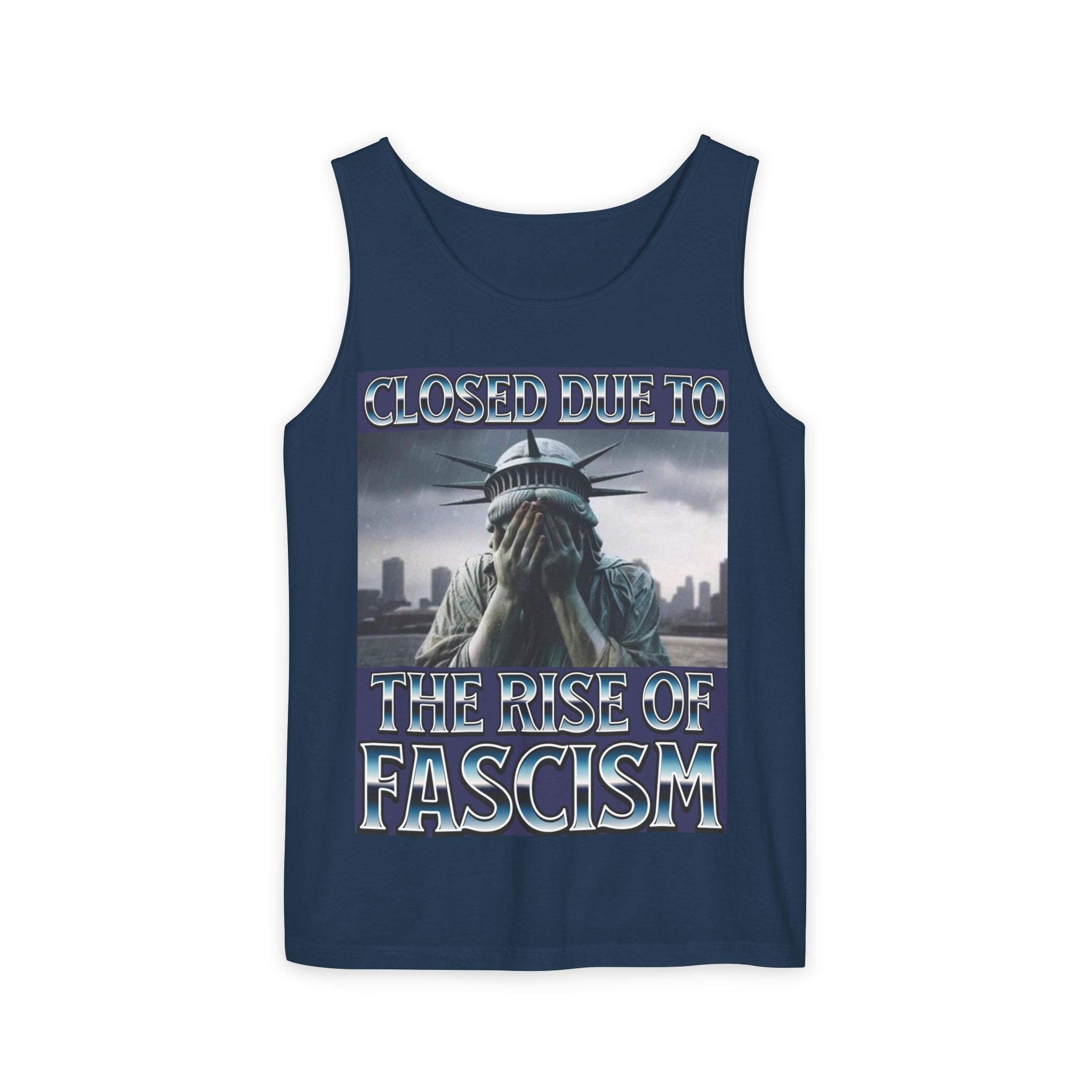 Closed Due to the Rise of Fascism Unisex Cotton Tank Top
