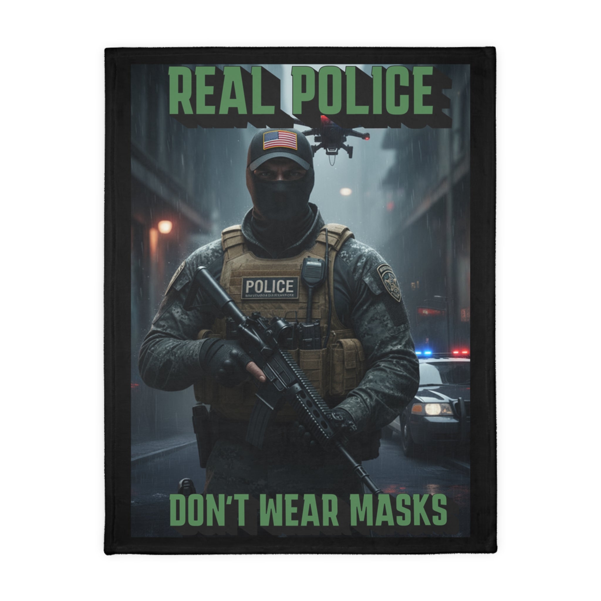 Real Police Don't Wear Masks Protest-Themed 60" x 80" Velveteen Microfiber Blanket, Cozy, Soft Warmth for Activists, Great for Rallies, Home Decor, Gifting