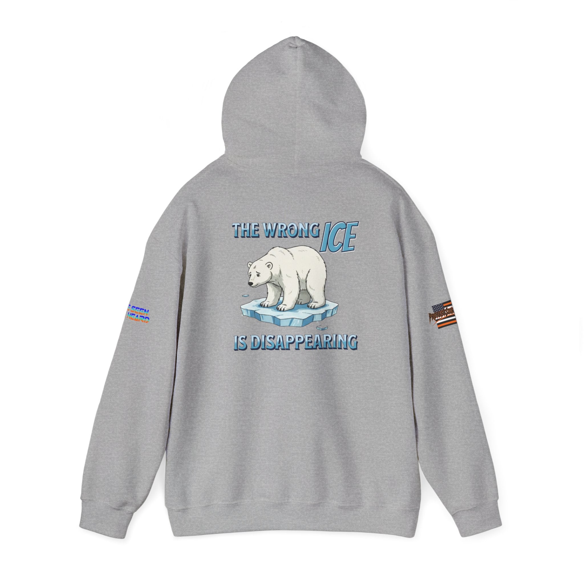 The Wrong ICE is Disappearing Unisex Heavy Blend Gildan Hoodie Sweatshirt, Casual Wear, Gift for Activists, Comfortable Protest Wear