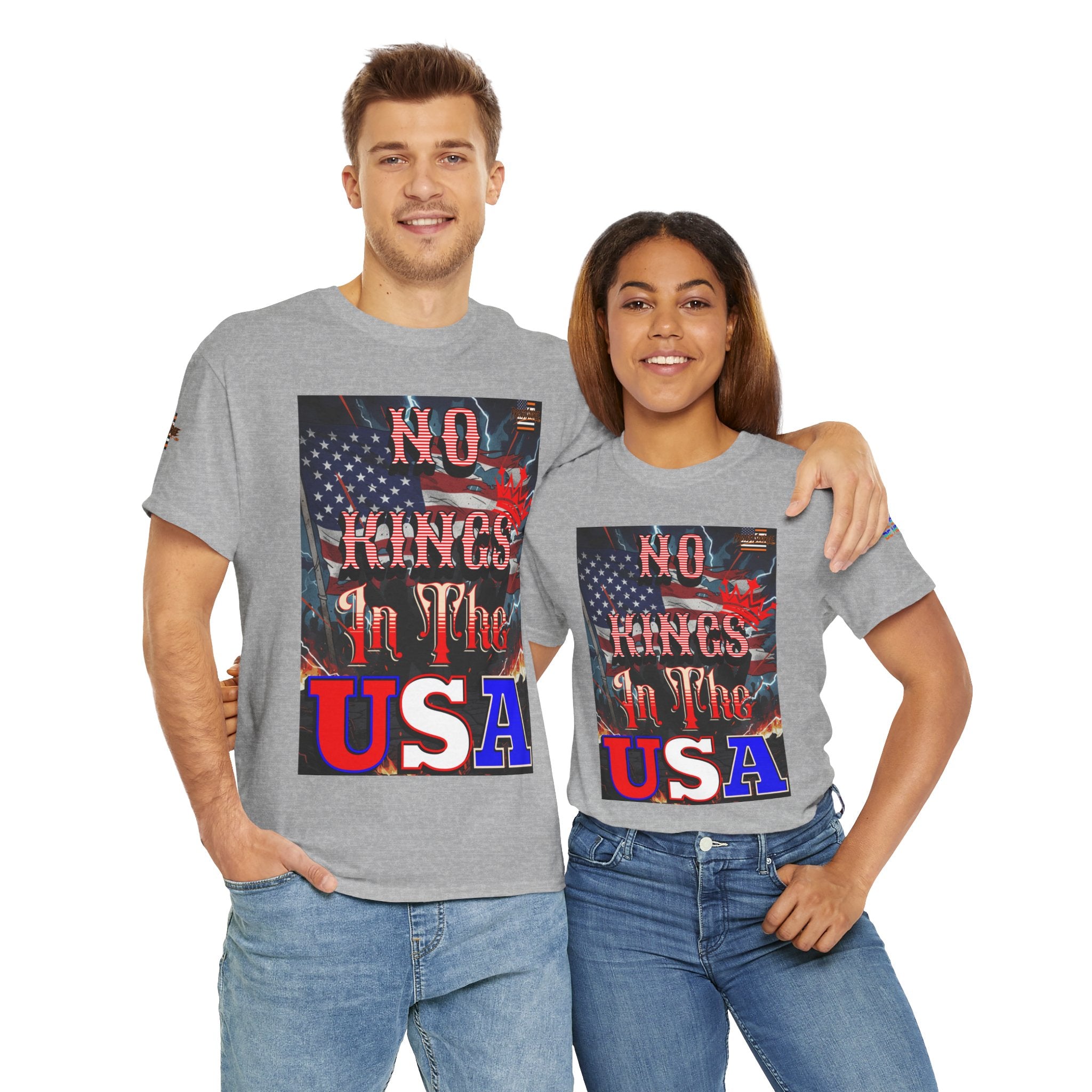 No Kings in the USA Unisex Heavy Cotton Gildan Tee, Casual Wear, Gift for Activists, Comfortable Protest Wear