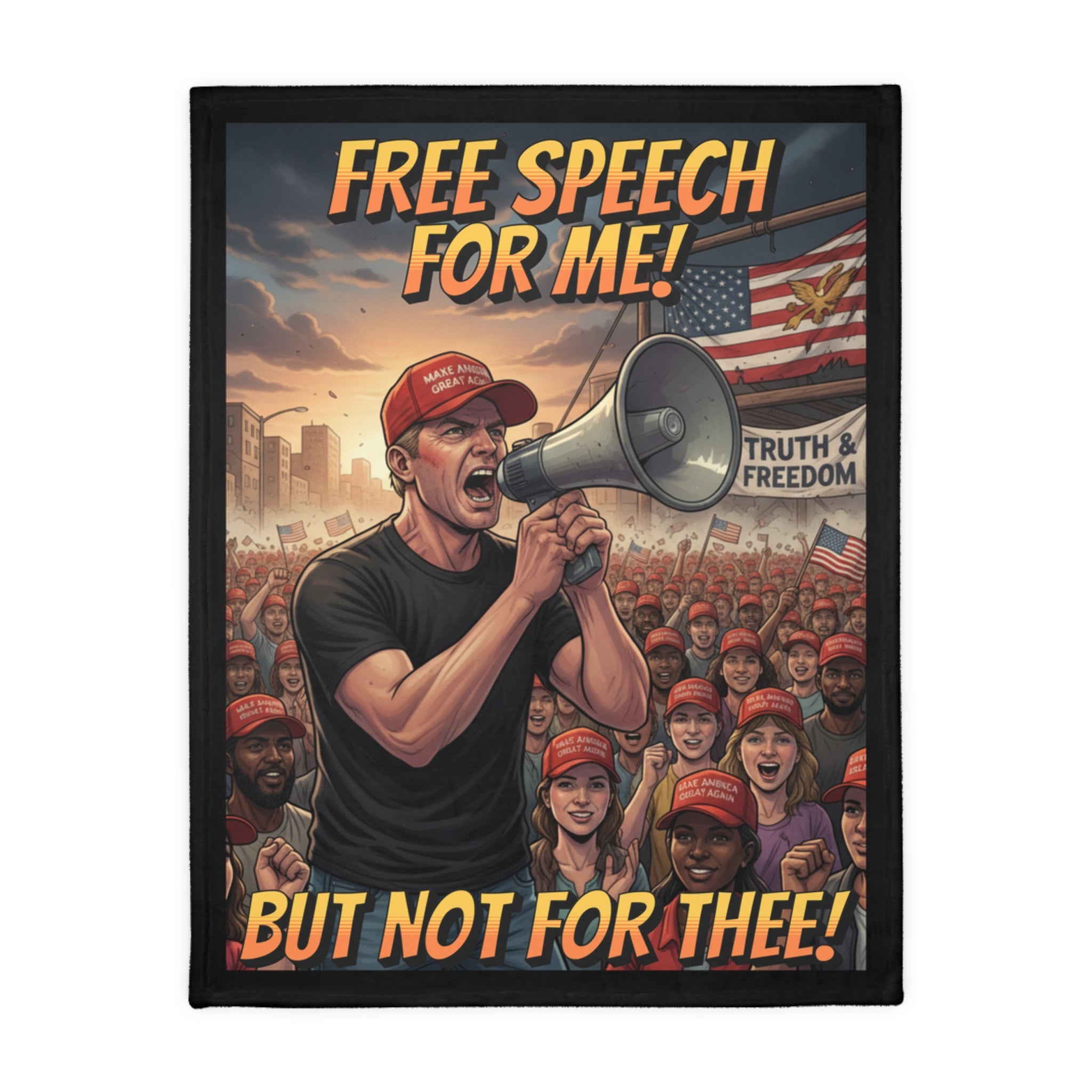 Free Speech for Me but not for Thee Protest-Themed 60" x 80" Velveteen Microfiber Blanket, Cozy, Soft Warmth for Activists, Great for Rallies, Home Decor, Gifting