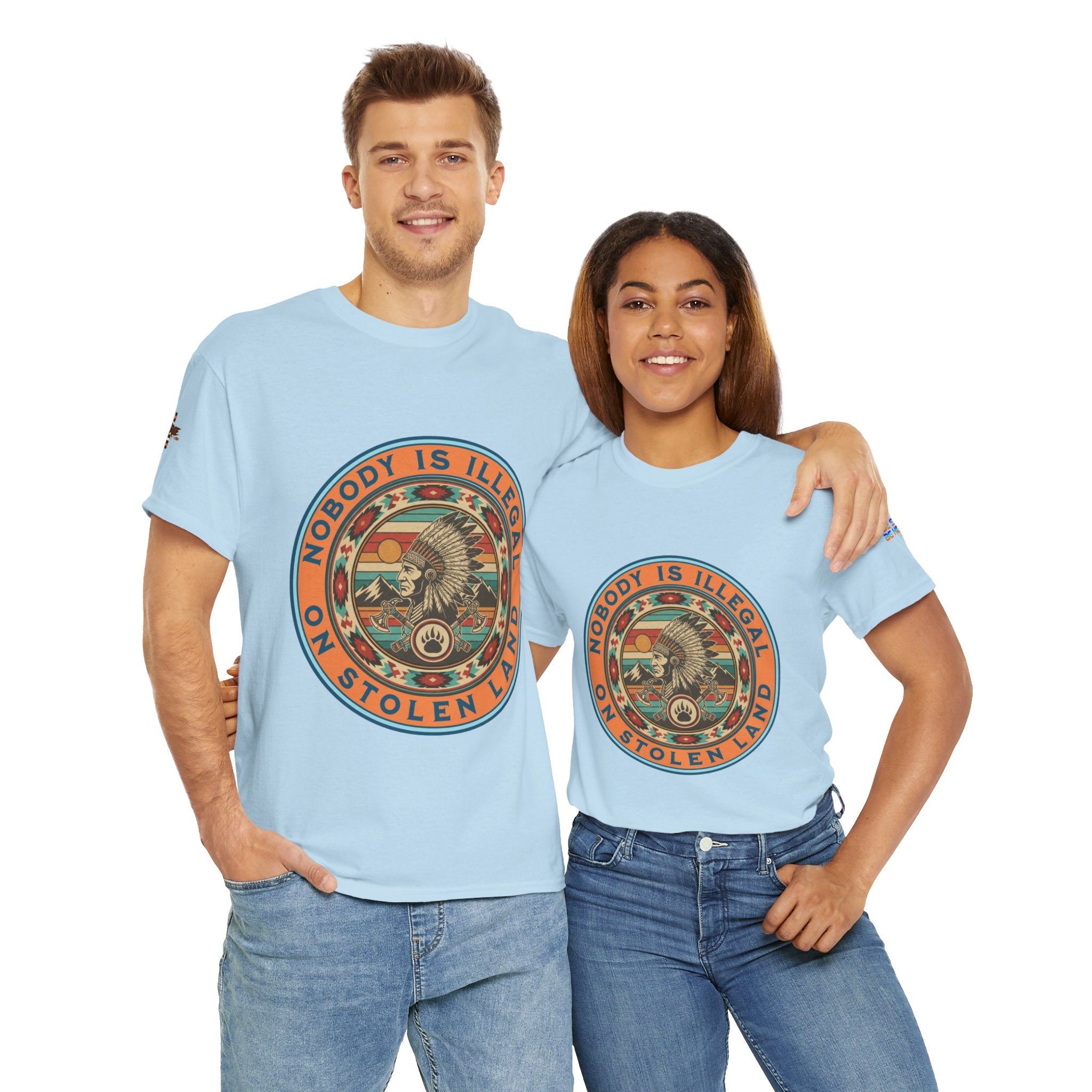 Nobody is Illegal on Stolen Land Unisex Heavy Cotton Gildan Tee, Casual Wear, Gift for Activists, Comfortable Protest Wear