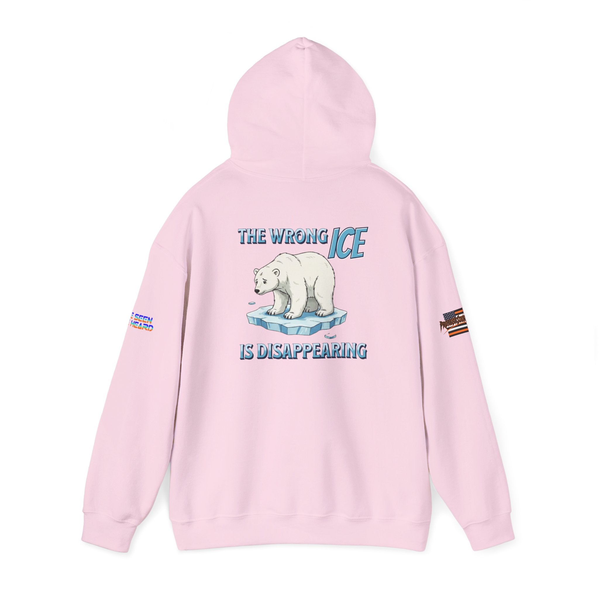 The Wrong ICE is Disappearing Unisex Heavy Blend Gildan Hoodie Sweatshirt, Casual Wear, Gift for Activists, Comfortable Protest Wear