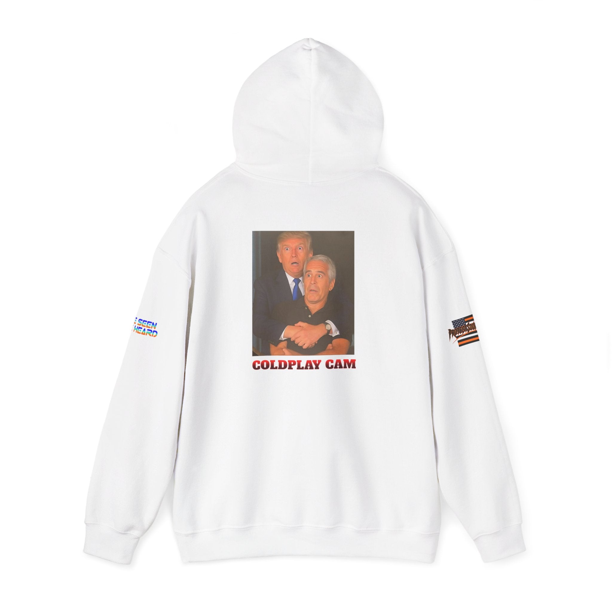 Trump Epstein Coldplay Cam Unisex Heavy Blend Gildan Hoodie Sweatshirt, Casual Wear, Gift for Activists, Comfortable Protest Wear