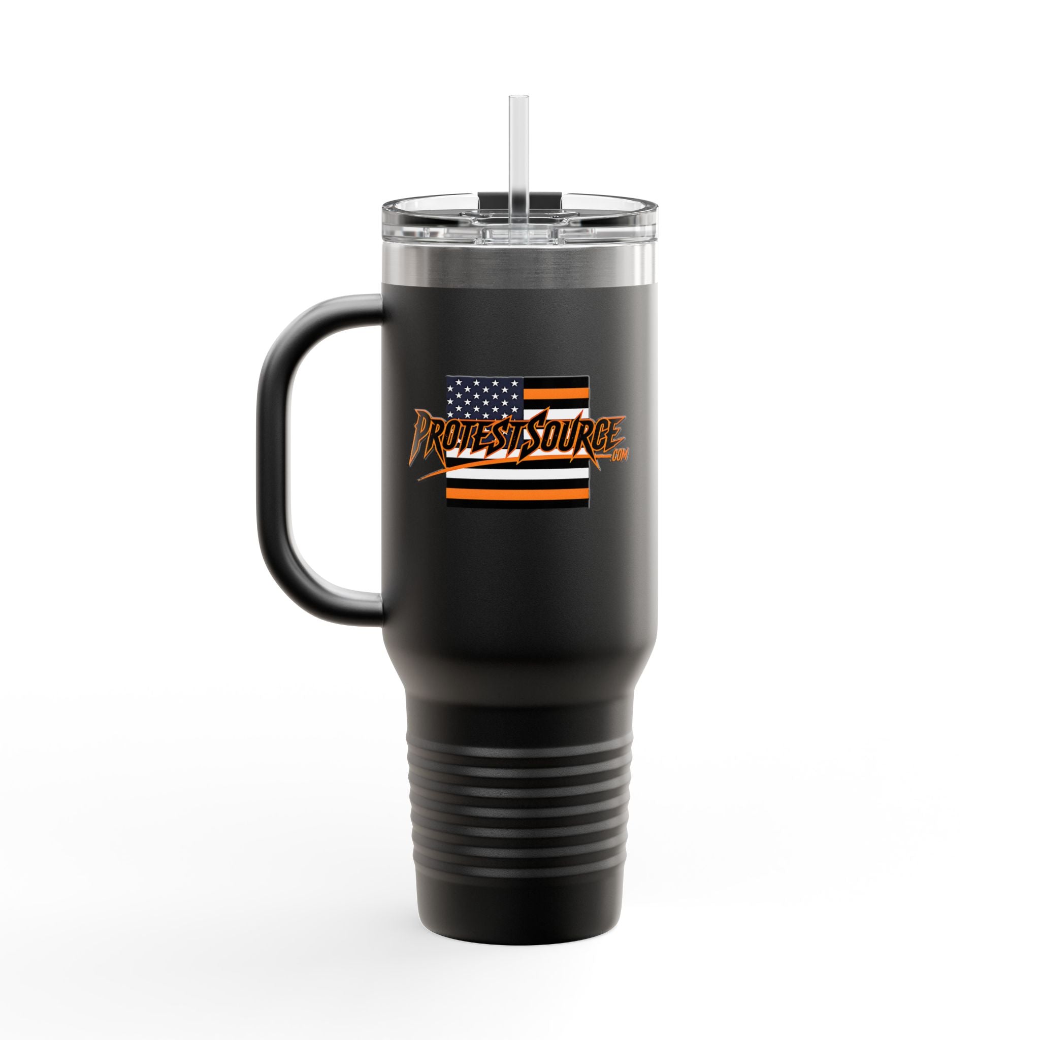 Nobody is Illegal on Stolen Land Insulated  40 oz. Travel Mug, Perfect for Activists, Protests, Commuters, Gifts, and Daily Use