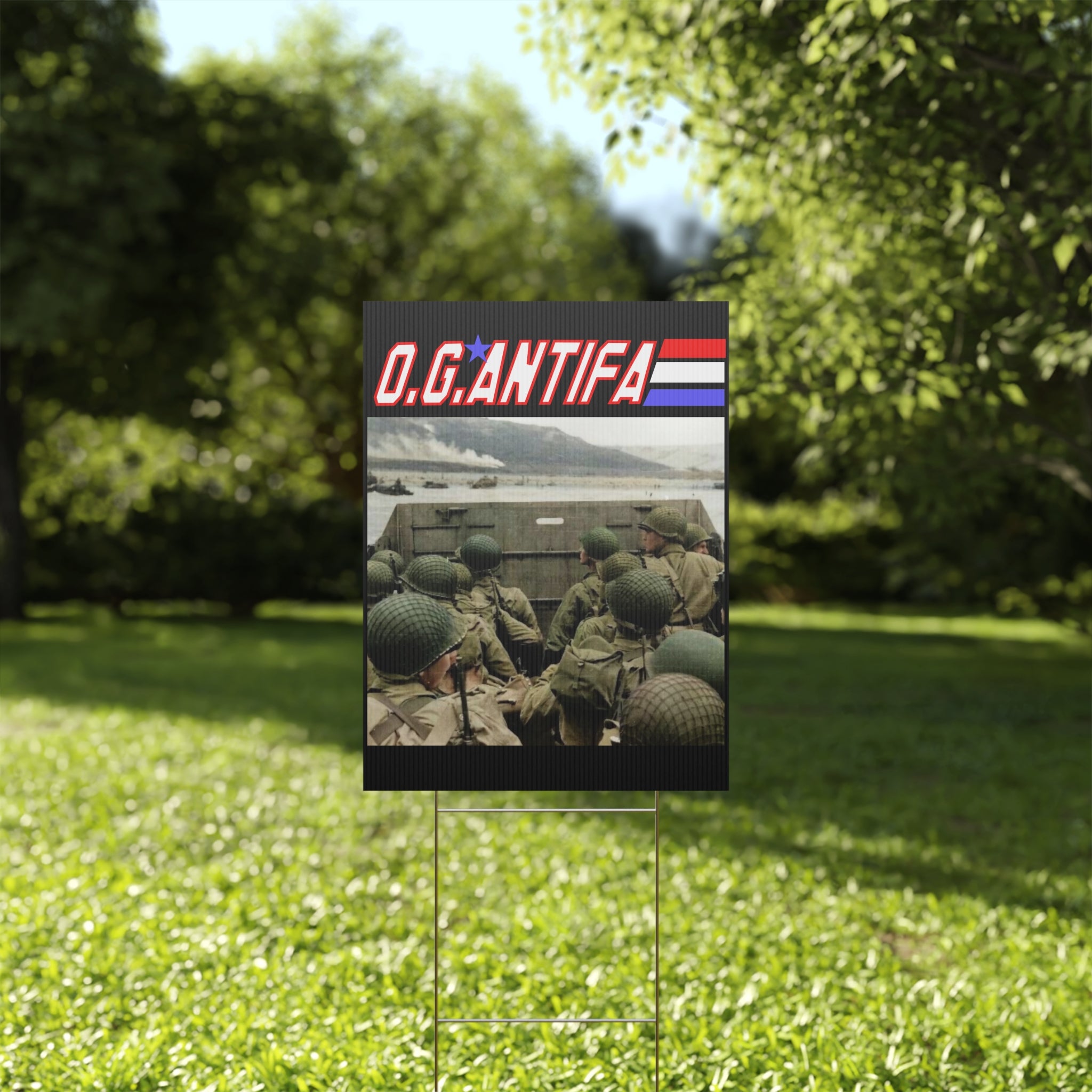 Original Antifa 18" X 24" Plastic Protest Yard Sign w/Wire Stand