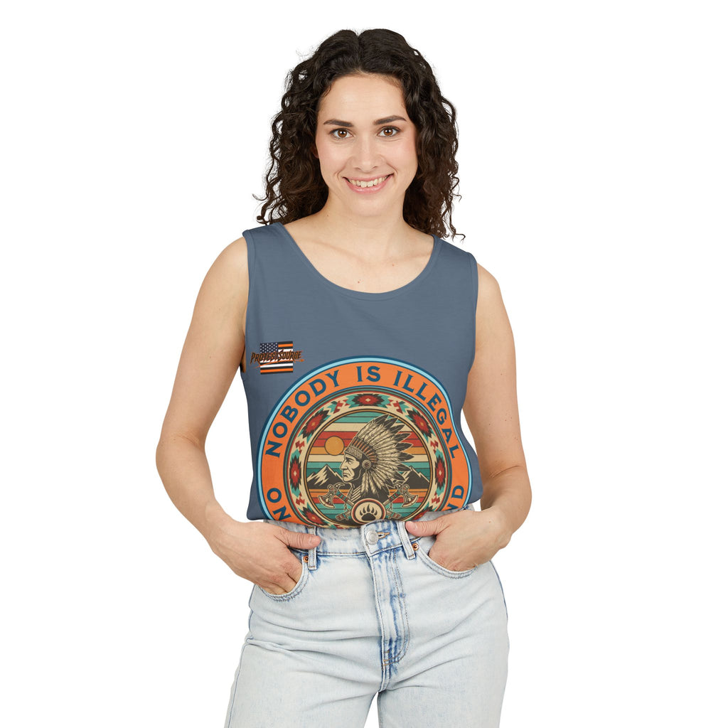 Nobody is Illegal on Stolen Land Unisex Cotton Tank Top