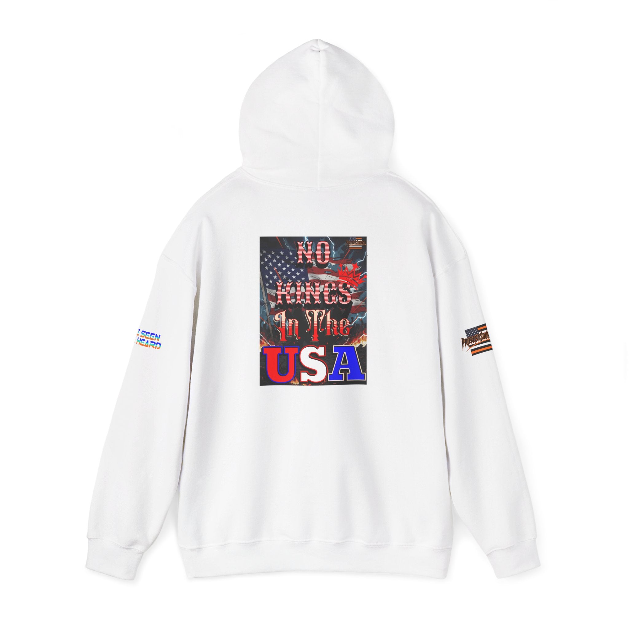 No Kings in the USA Unisex Heavy Blend Gildan Hoodie Sweatshirt, Casual Wear, Gift for Activists, Comfortable Protest Wear