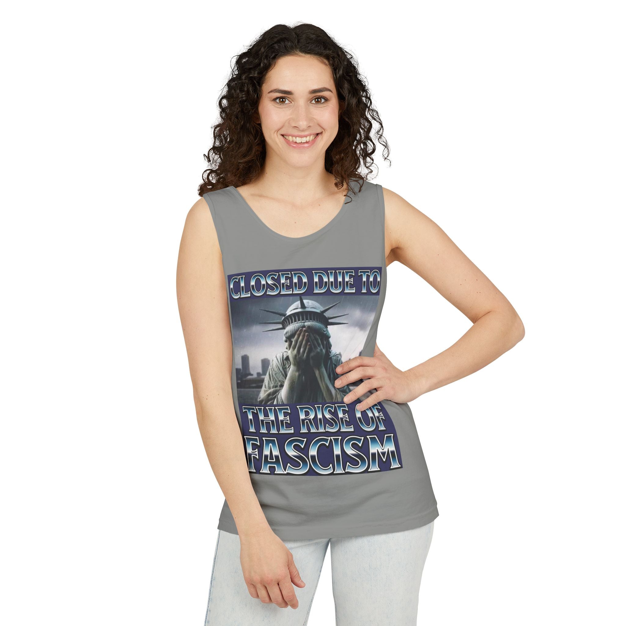 Closed Due to the Rise of Fascism Unisex Cotton Tank Top