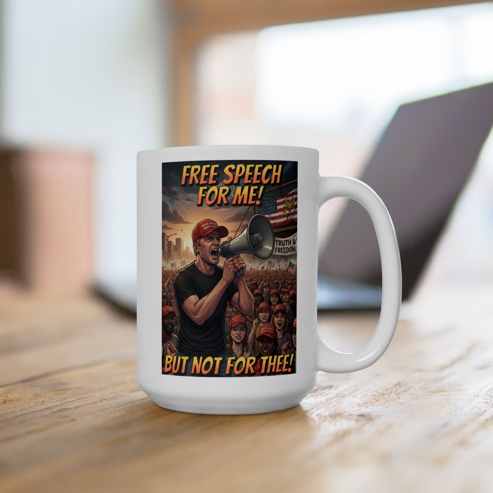 Free Speech for Me but not for Thee 15 oz. Ceramic Coffee Mug, Perfect for Activists, Protests, Gifts, and Daily Use