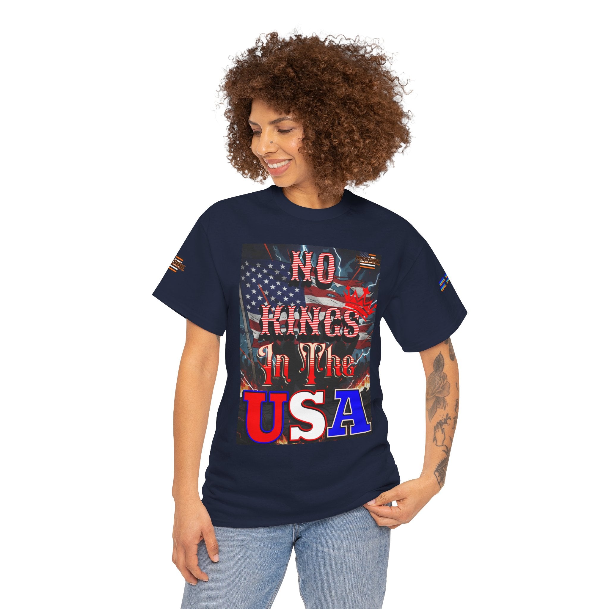No Kings in the USA Unisex Heavy Cotton Gildan Tee, Casual Wear, Gift for Activists, Comfortable Protest Wear