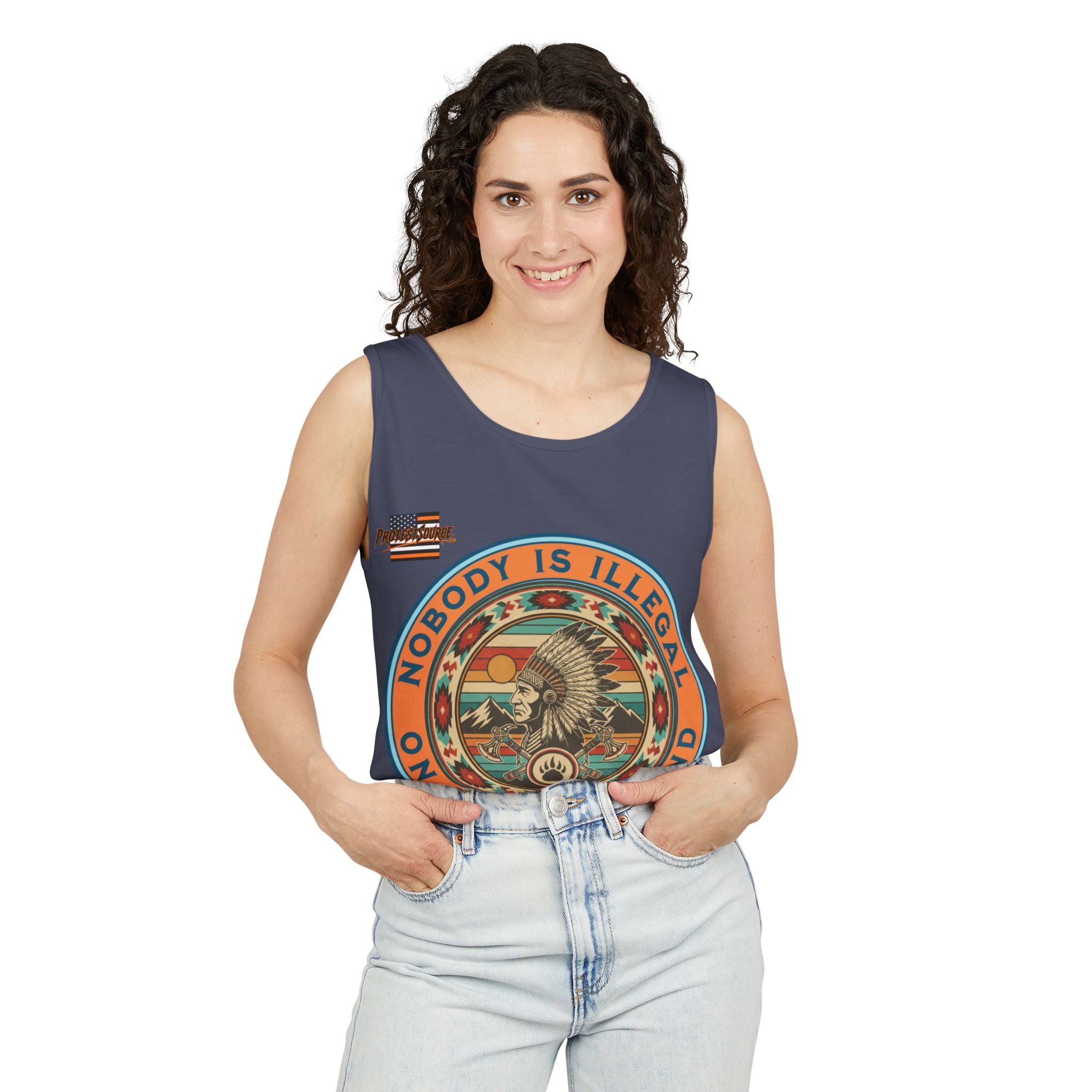 Nobody is Illegal on Stolen Land Unisex Cotton Tank Top