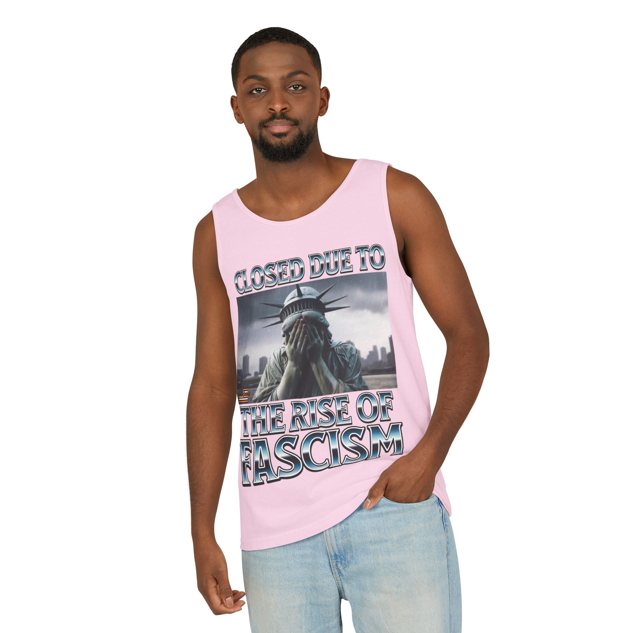 Closed Due to the Rise of Fascism Unisex Cotton Tank Top