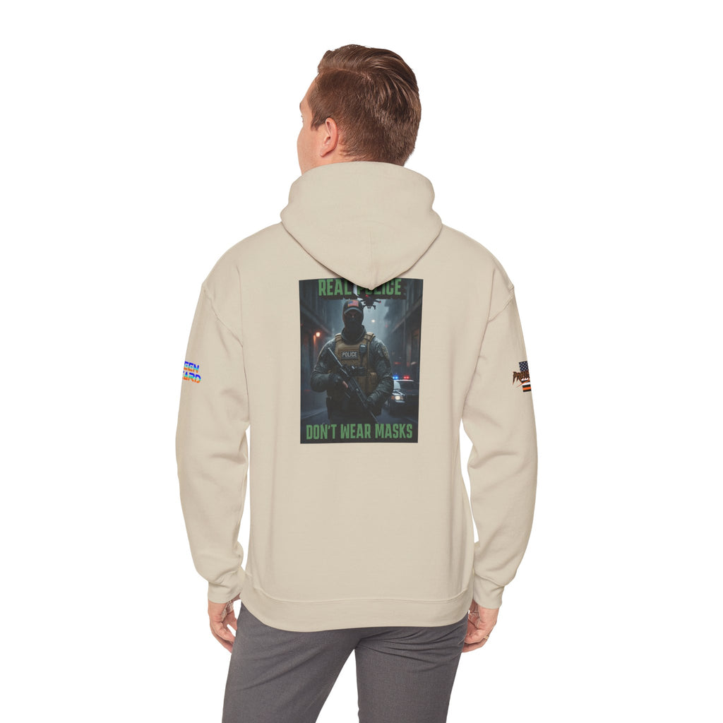 Real Police Don't Wear Masks Unisex Heavy Blend Gildan Hoodie Sweatshirt, Casual Wear, Gift for Activists, Comfortable Protest Wear
