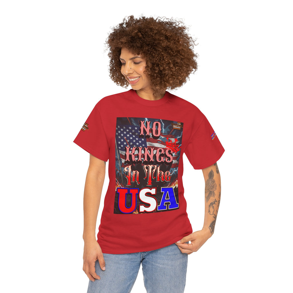 No Kings in the USA Unisex Heavy Cotton Gildan Tee, Casual Wear, Gift for Activists, Comfortable Protest Wear