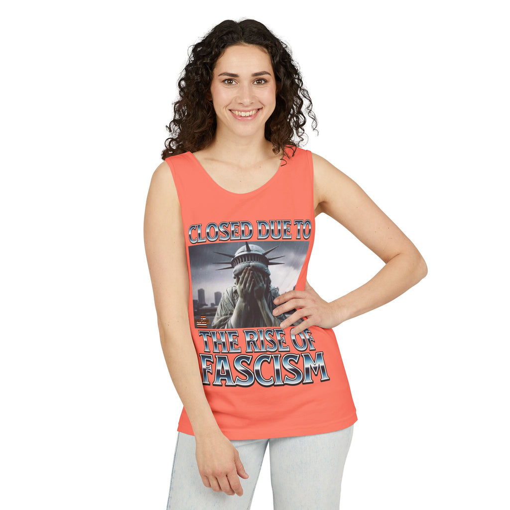 Closed Due to the Rise of Fascism Unisex Cotton Tank Top