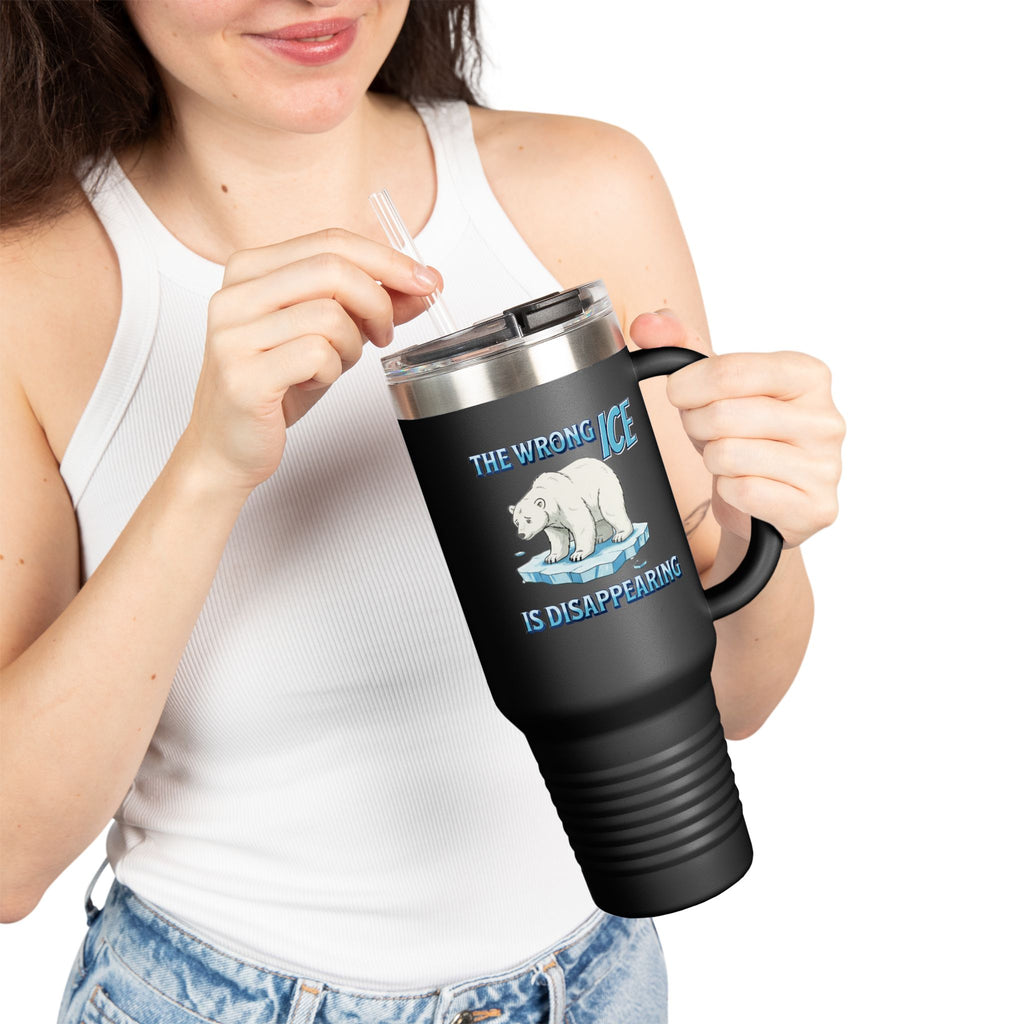 The Wrong ICE is Disappearing Insulated  40 oz. Travel Mug, Perfect for Activists, Protests, Commuters, Gifts, and Daily Use
