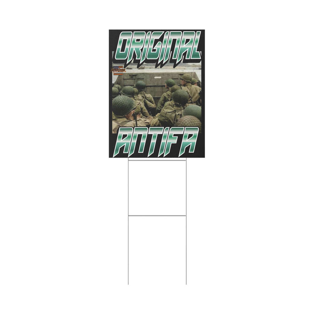 Original Antifa 18" X 24" Plastic Protest Yard Sign w/Wire Stand