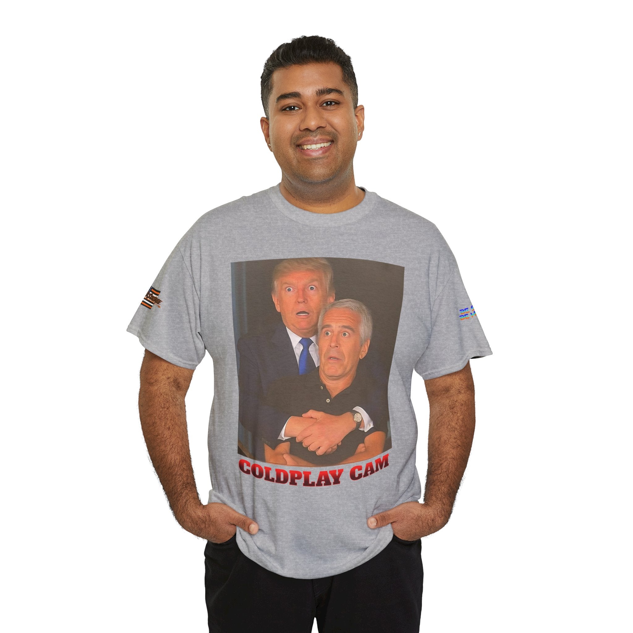 Trump and Epstein Coldplay Cam Unisex Heavy Cotton Gildan Tee