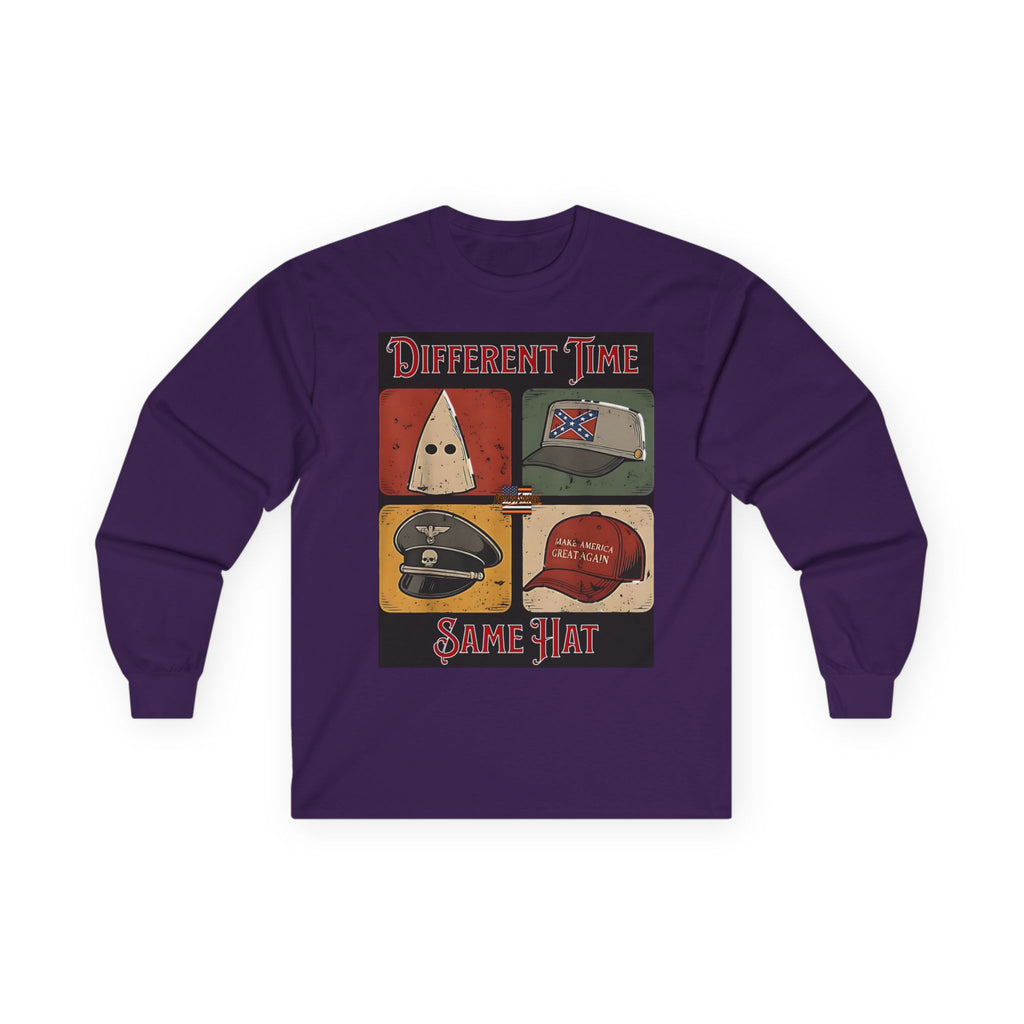 Different Time, Same Hat Long Sleeve Cotton Gildan Tee