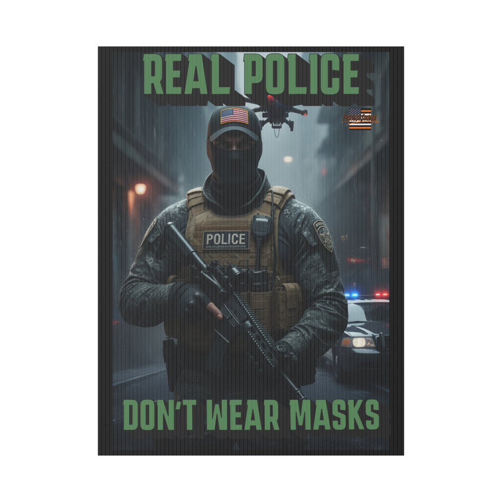 Real Police Don't Wear Masks 18"X24" Plastic Protest Yard Sign w/Wire Stand