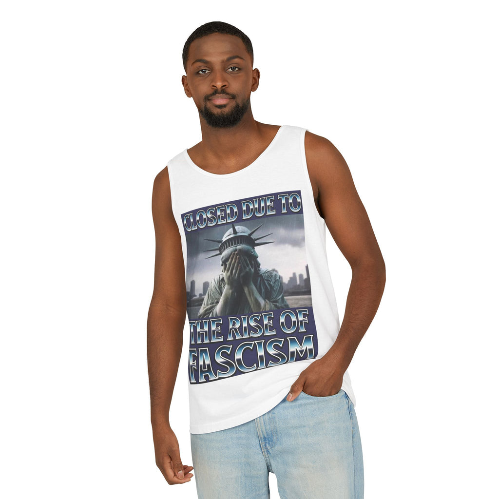 Closed Due to the Rise of Fascism Unisex Cotton Tank Top