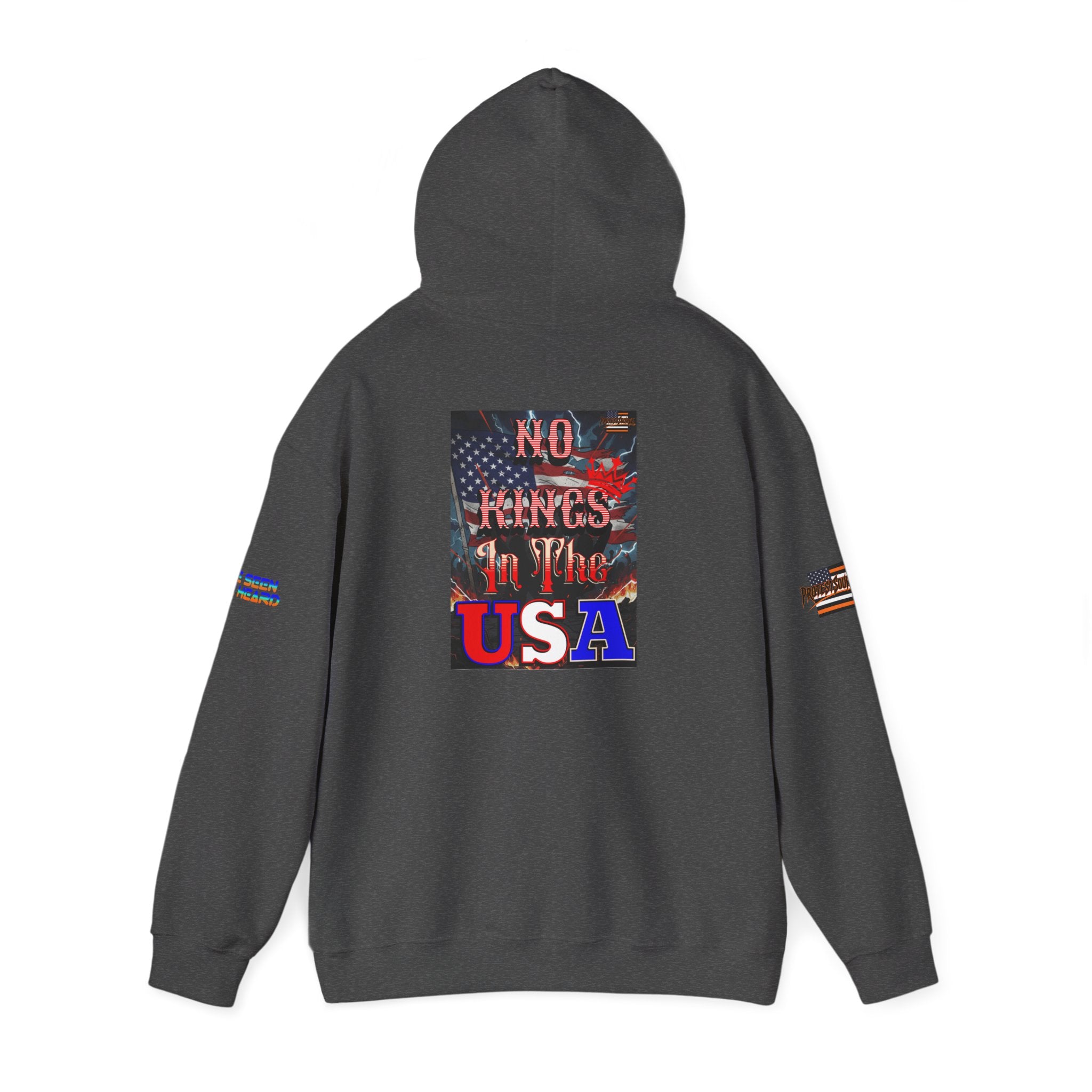 No Kings in the USA Unisex Heavy Blend Gildan Hoodie Sweatshirt, Casual Wear, Gift for Activists, Comfortable Protest Wear
