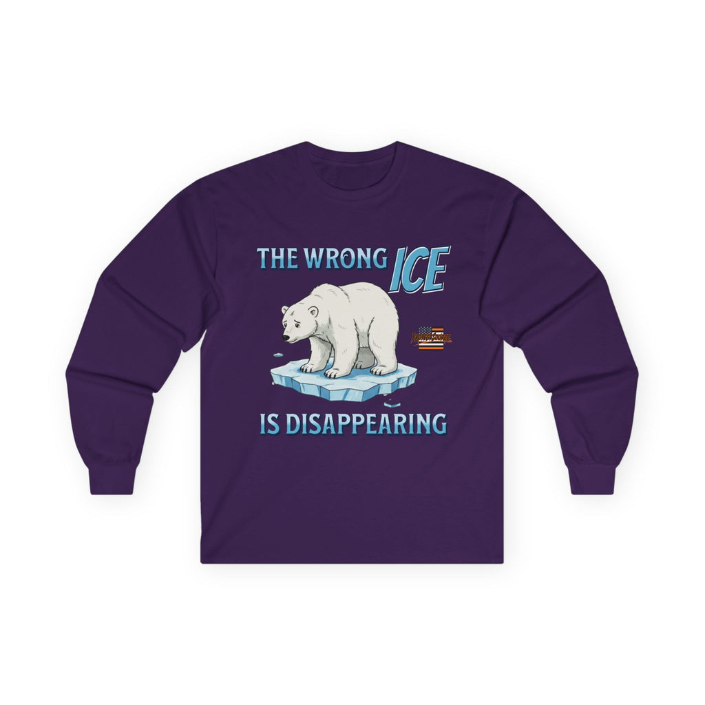 The Wrong ICE is Disappearing Long Sleeve Cotton Gildan Tee