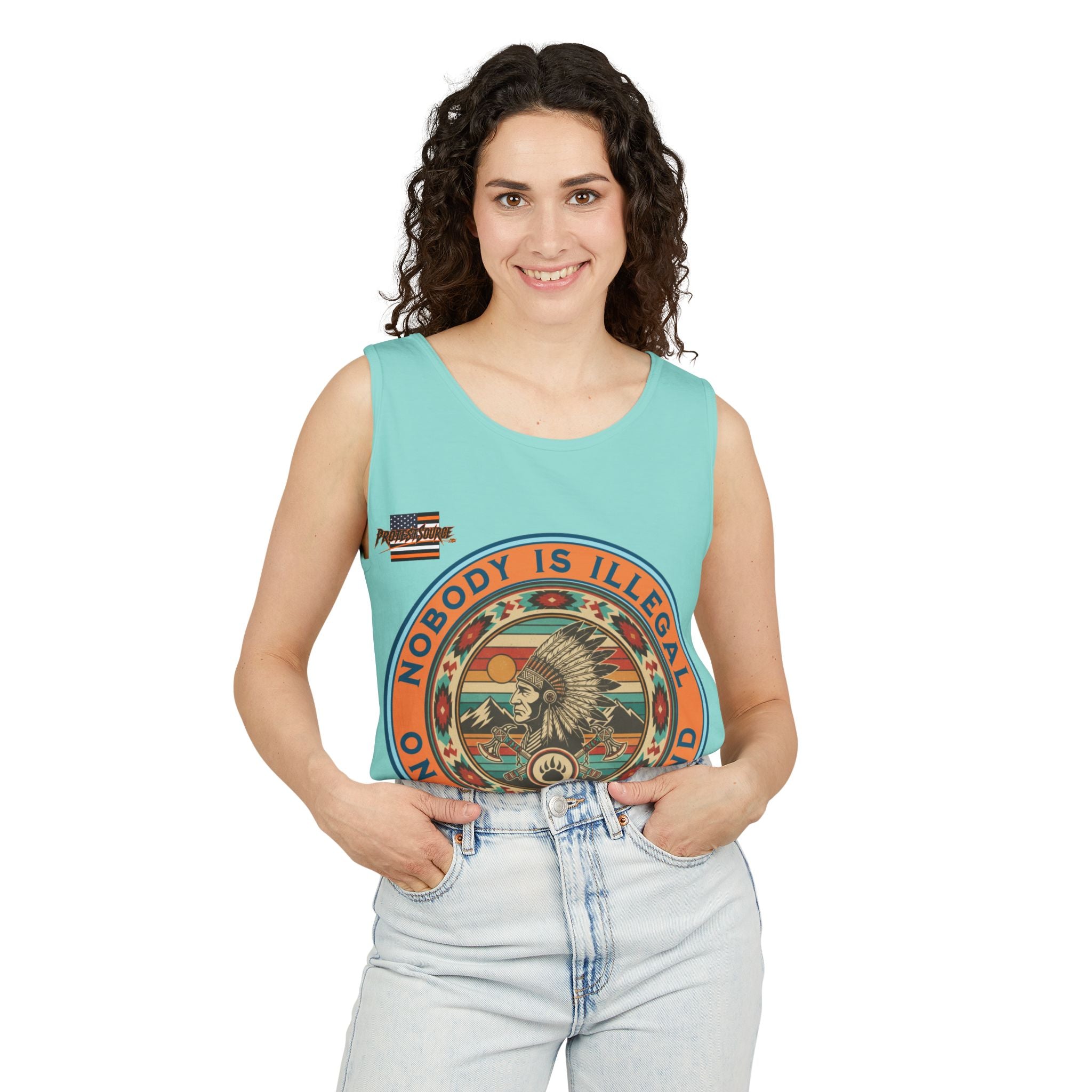 Nobody is Illegal on Stolen Land Unisex Cotton Tank Top