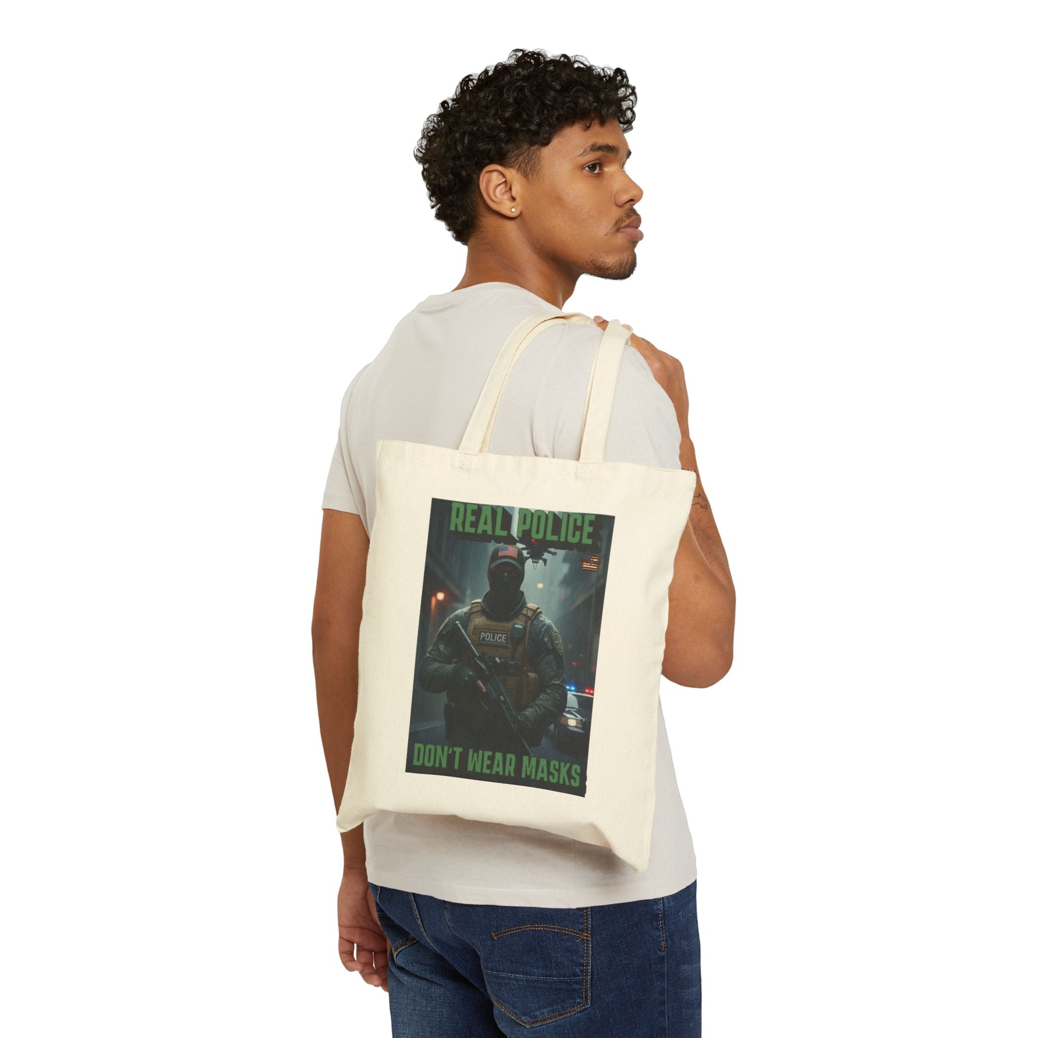 Real Police Don't Wear Masks Cotton Canvas Tote Bag