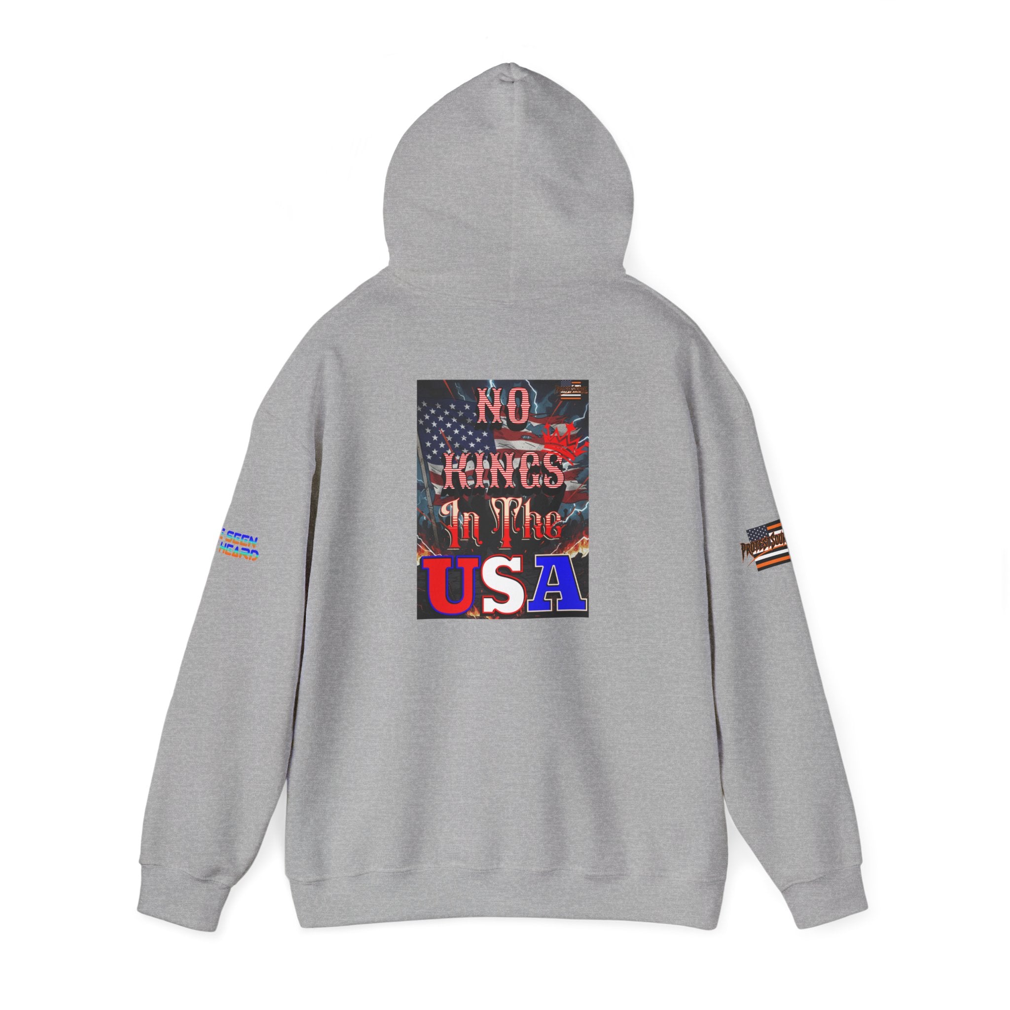 No Kings in the USA Unisex Heavy Blend Gildan Hoodie Sweatshirt, Casual Wear, Gift for Activists, Comfortable Protest Wear
