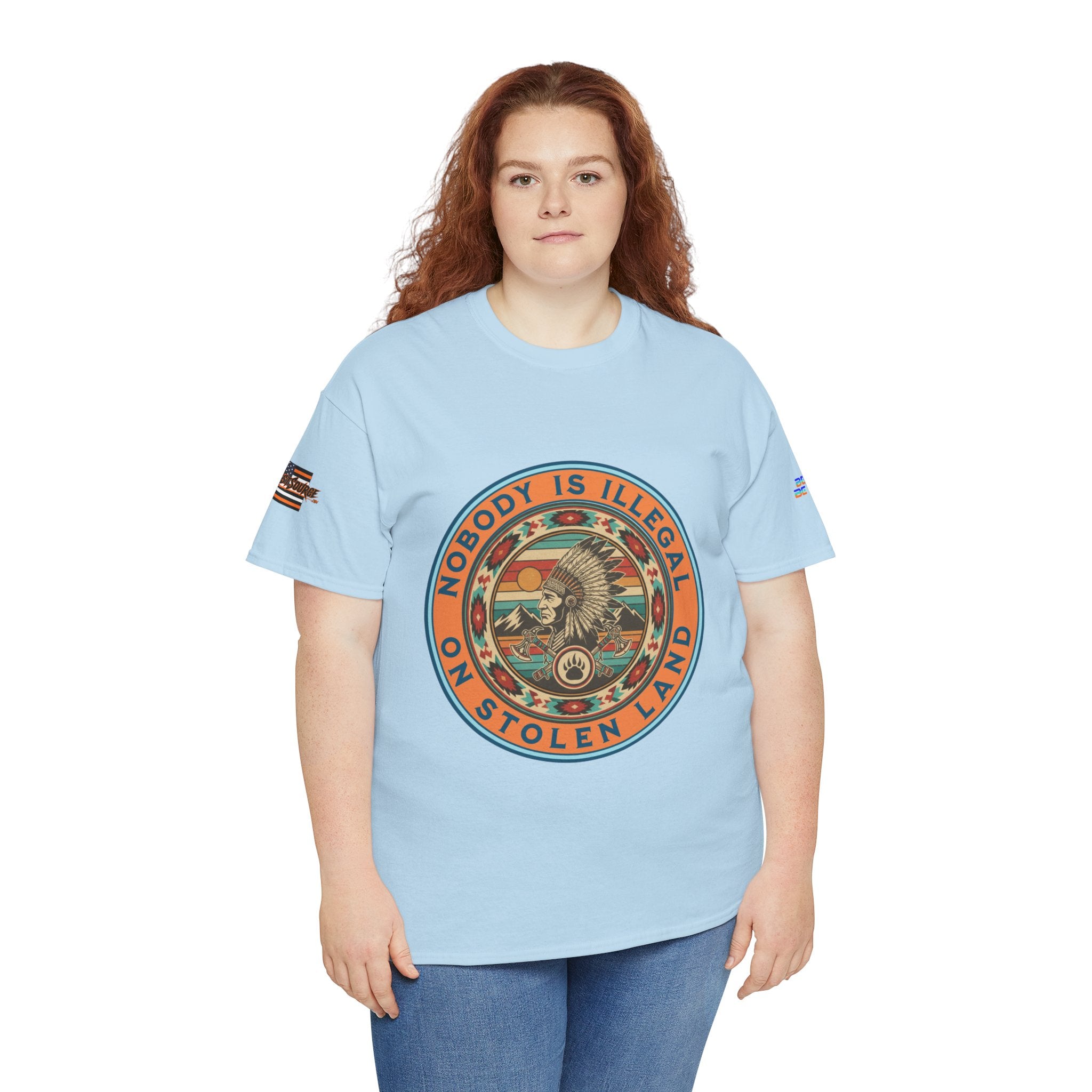 Nobody is Illegal on Stolen Land Unisex Heavy Cotton Gildan Tee, Casual Wear, Gift for Activists, Comfortable Protest Wear